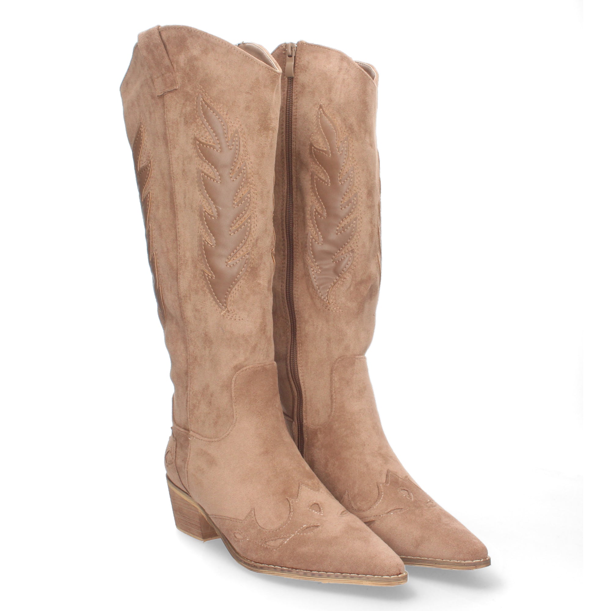 Bota de Tacón para Mujer Cómoda con Estampado Liso y Cremallera