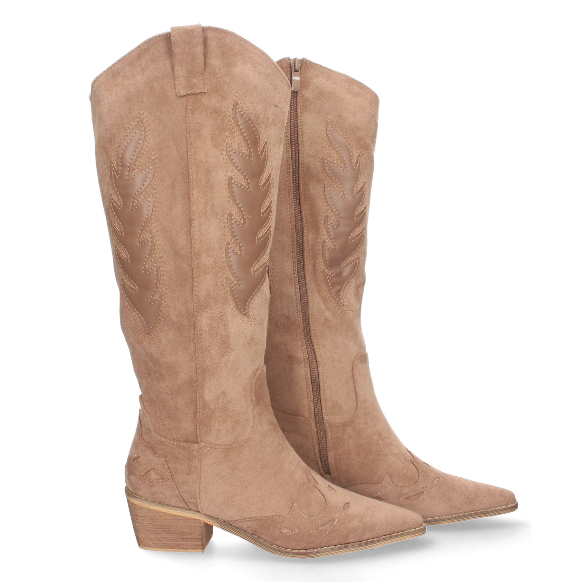 Bota de Tacón para Mujer Cómoda con Estampado Liso y Cremallera