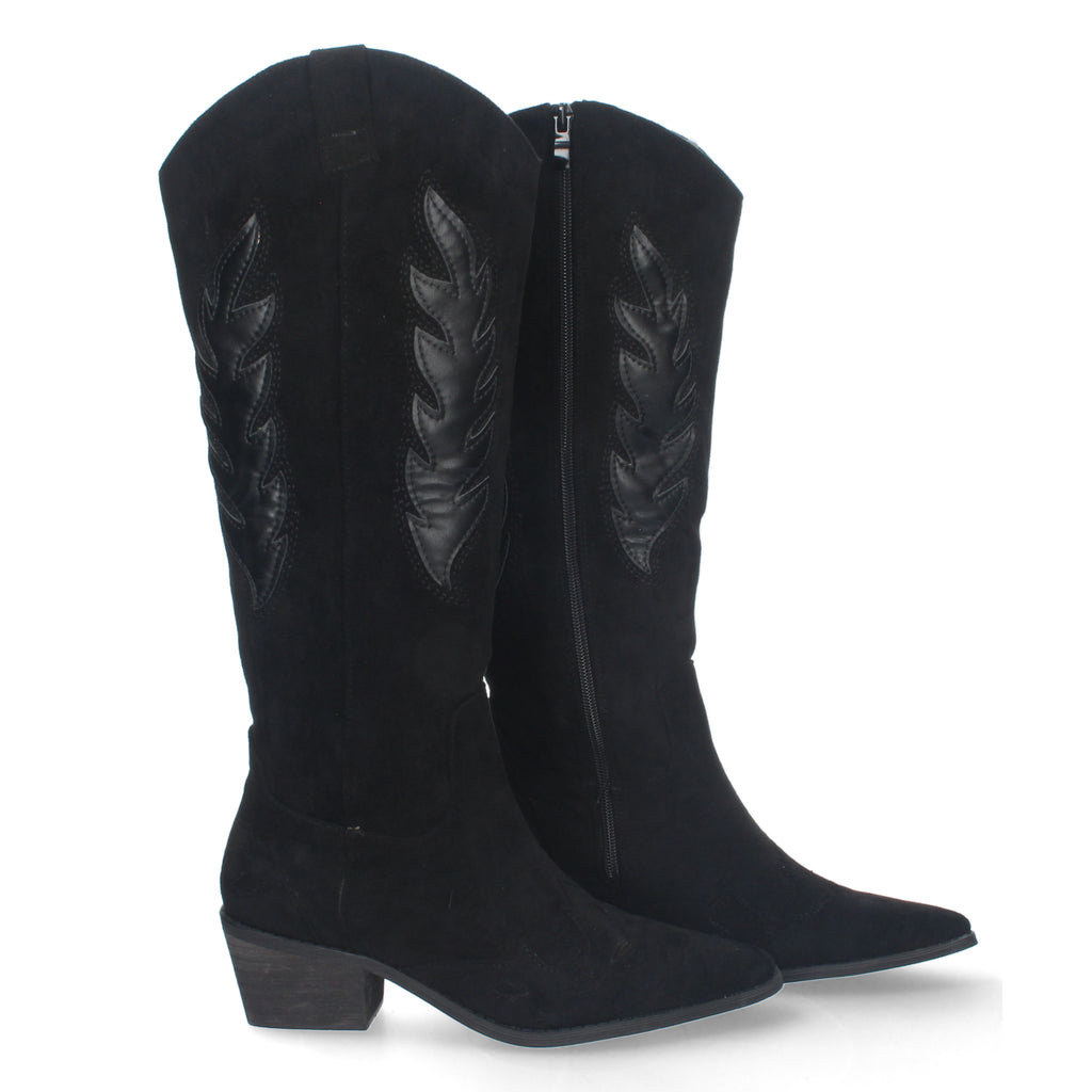 Bota de Tacón para Mujer Cómoda con Estampado Liso y Cremallera