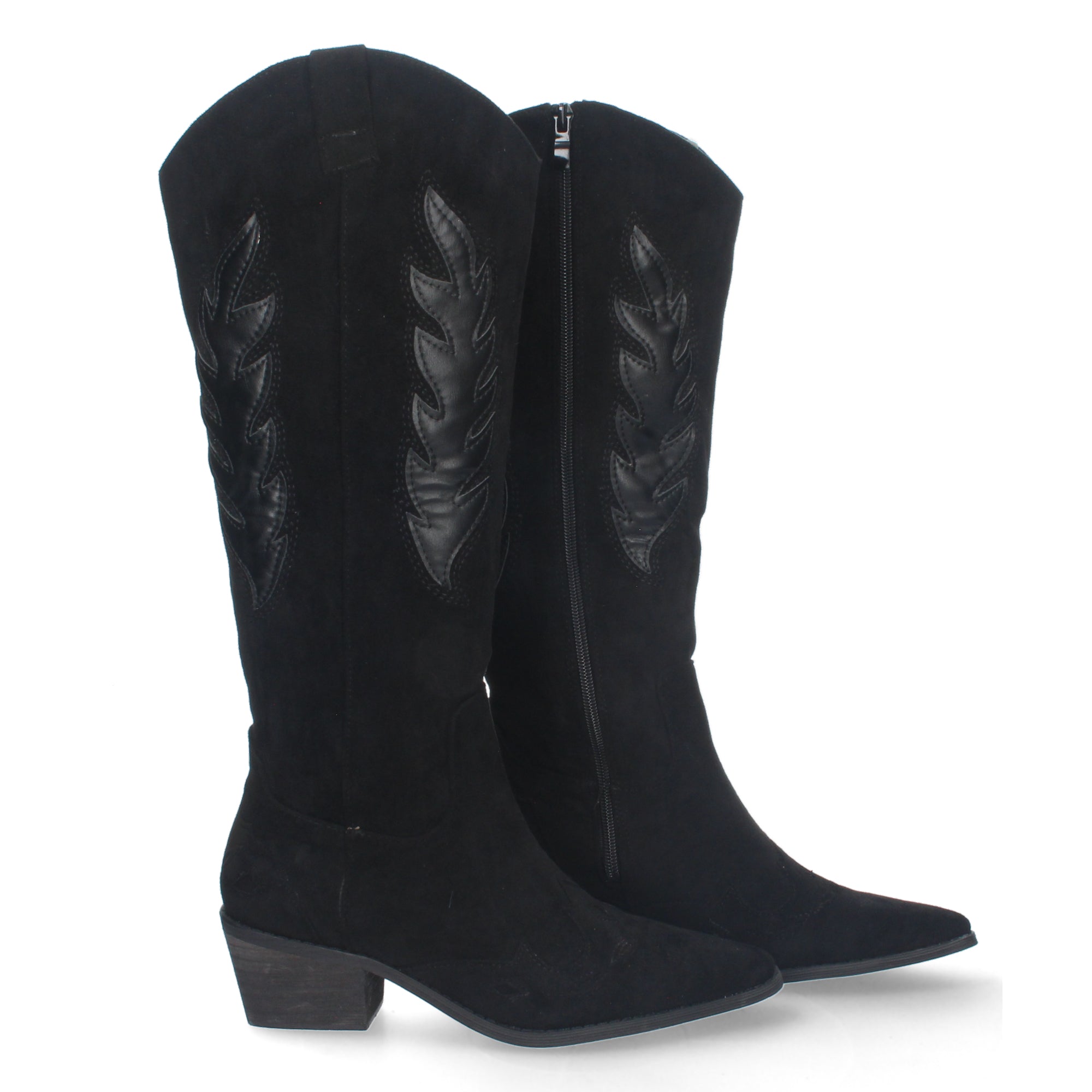 Bota de Tacón para Mujer Cómoda con Estampado Liso y Cremallera