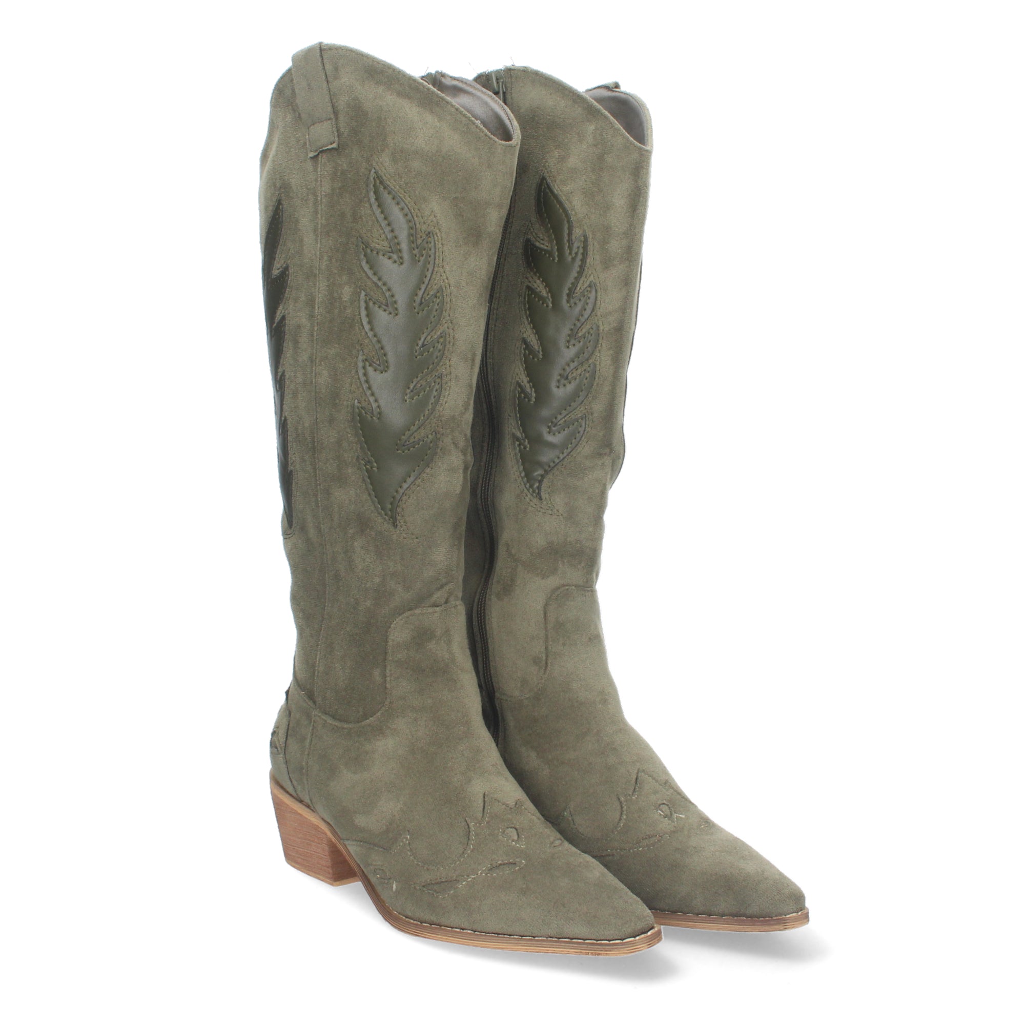 Bota de Tacón para Mujer Cómoda con Estampado Liso y Cremallera