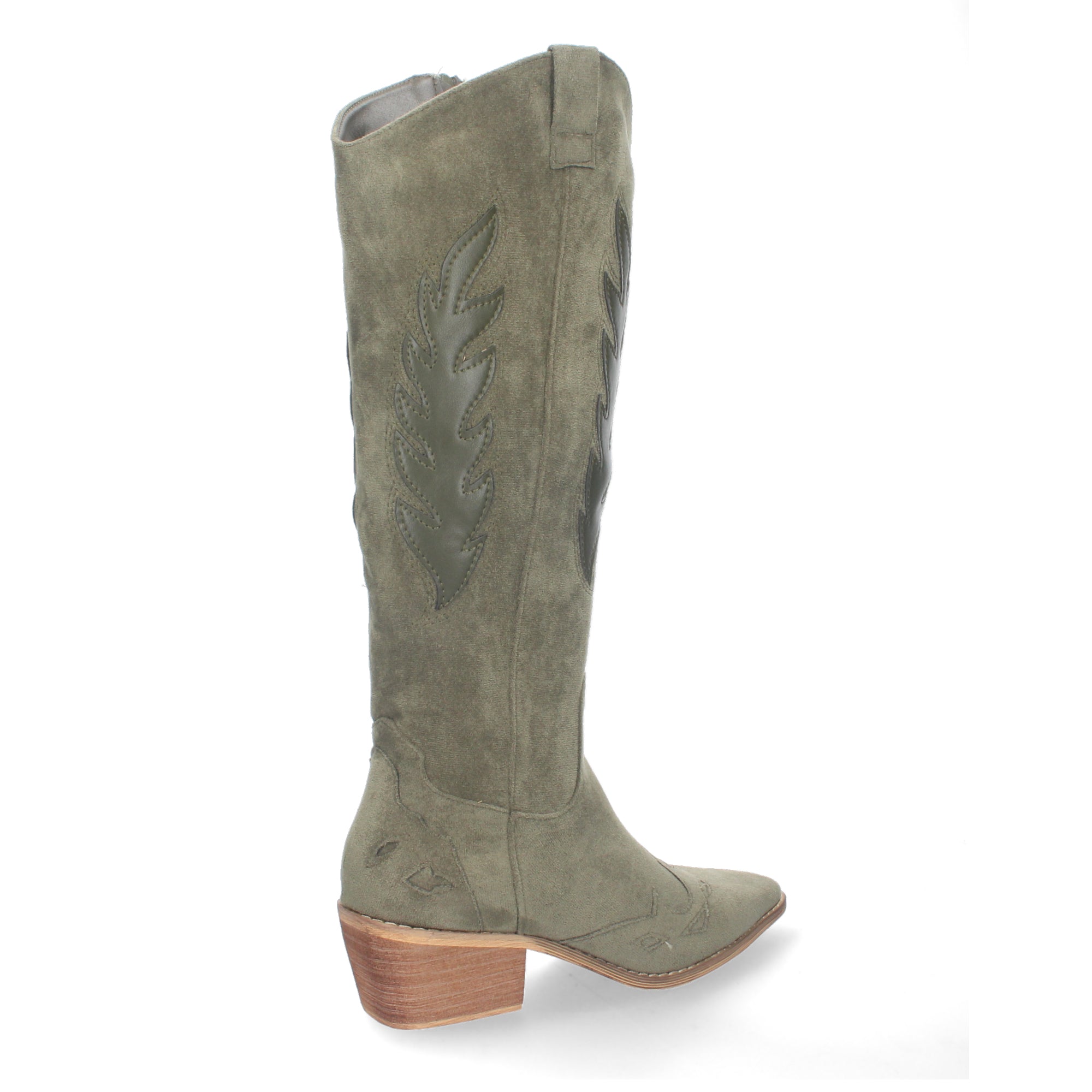 Bota de Tacón para Mujer Cómoda con Estampado Liso y Cremallera