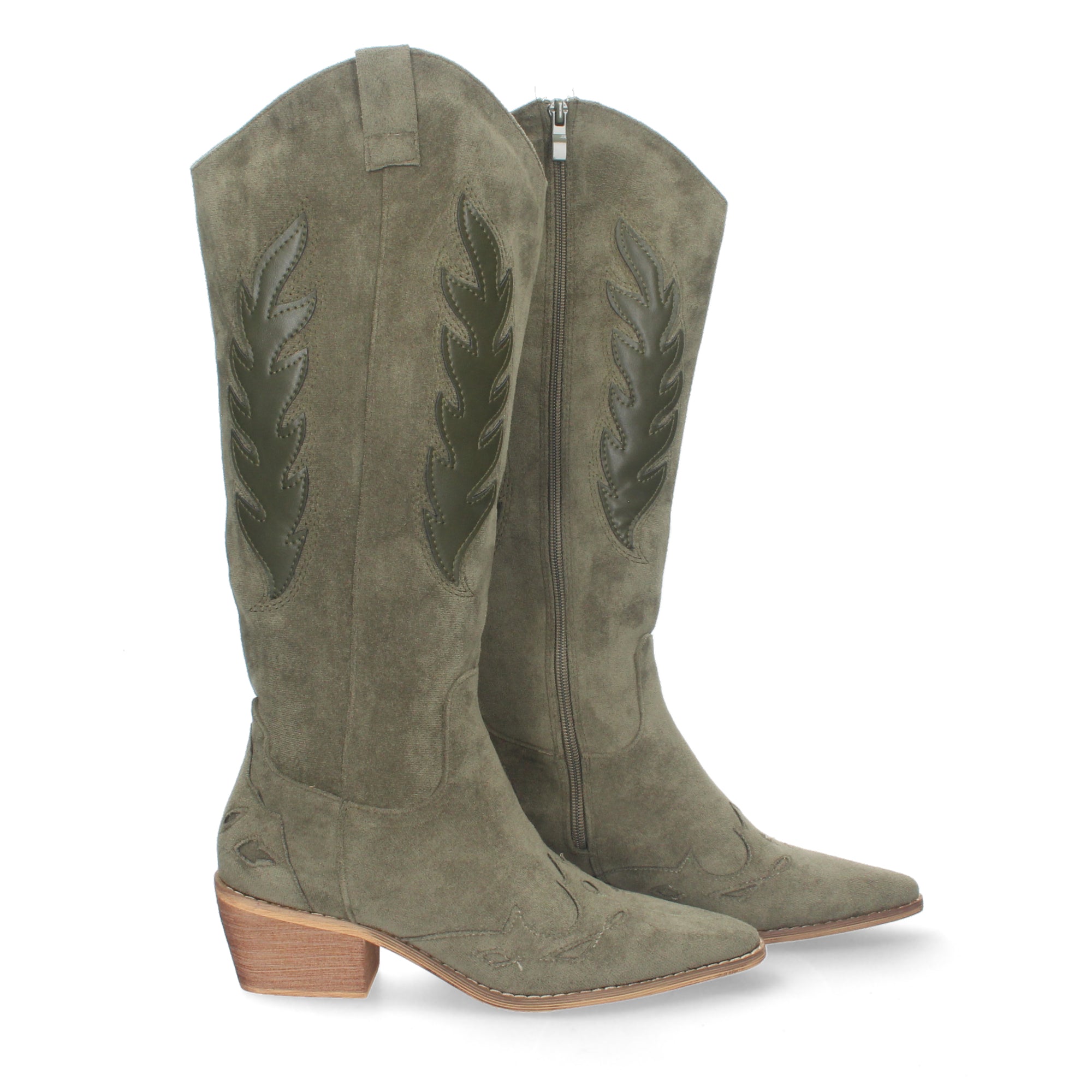 Bota de Tacón para Mujer Cómoda con Estampado Liso y Cremallera