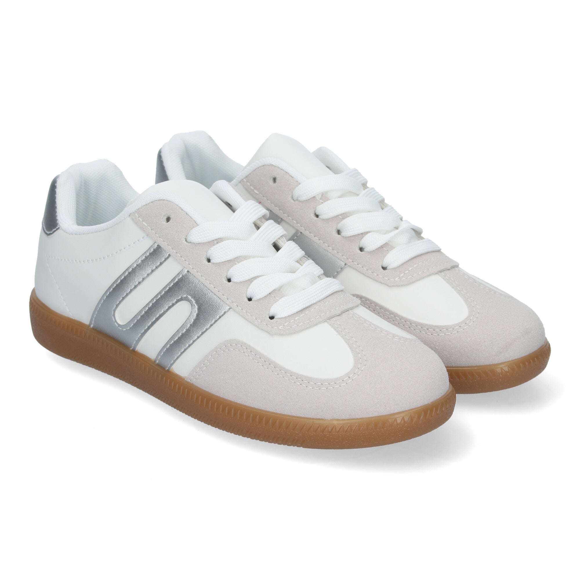 Zapatilla Comoda Blanca y Plateada Casual Elegante para Mujer