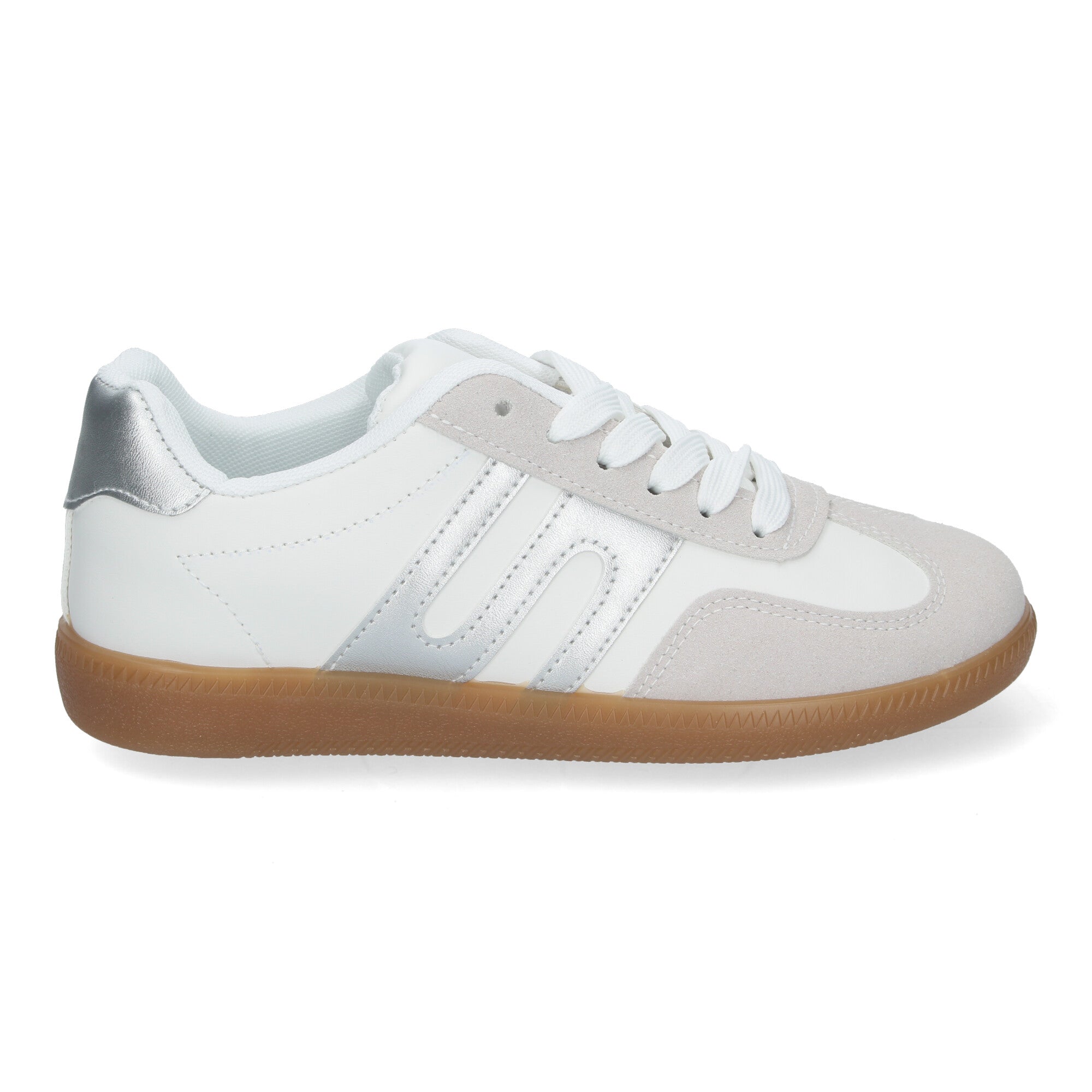 Zapatilla Comoda Blanca y Plateada Casual Elegante para Mujer