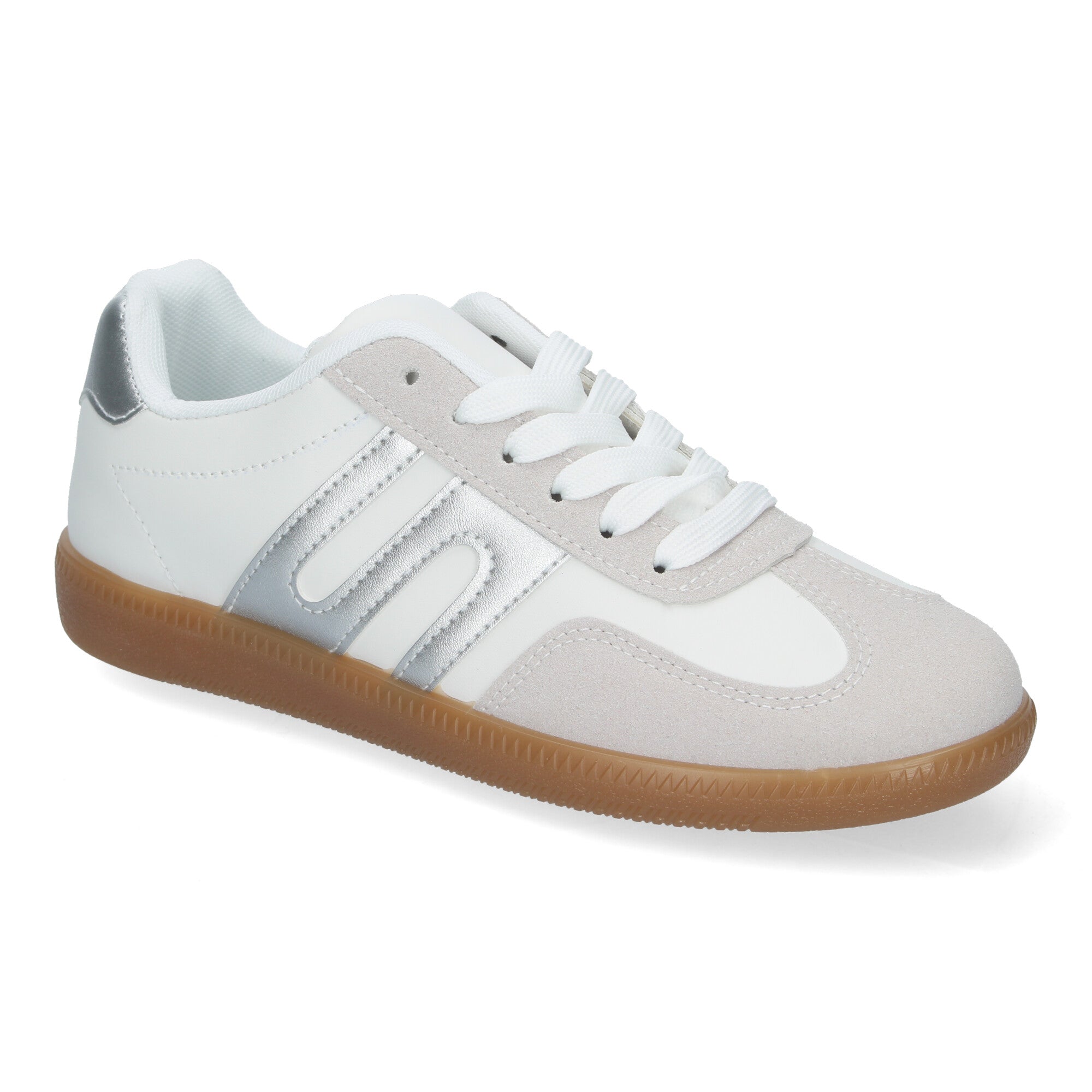 Zapatilla Comoda Blanca y Plateada Casual Elegante para Mujer