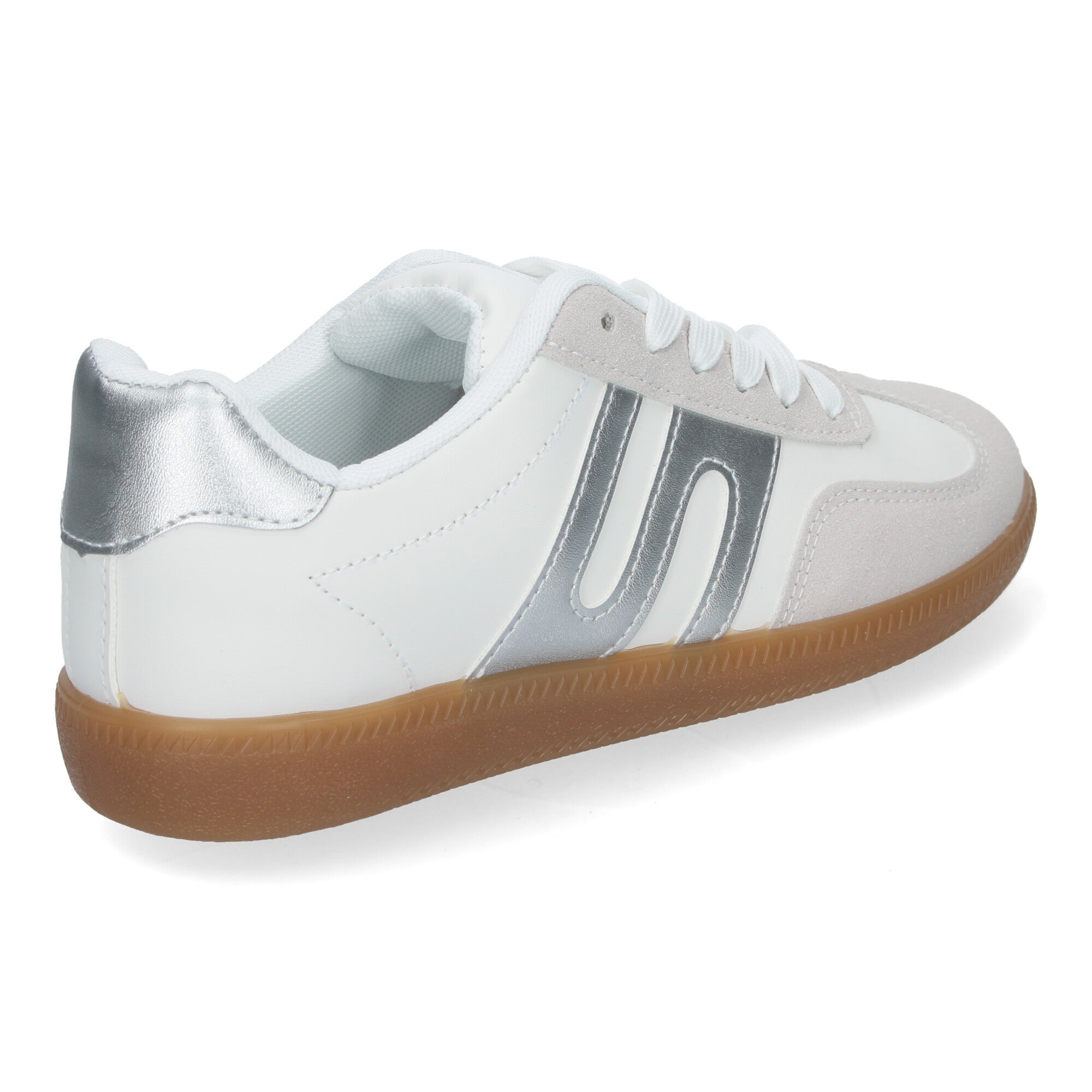 Zapatilla Comoda Blanca y Plateada Casual Elegante para Mujer