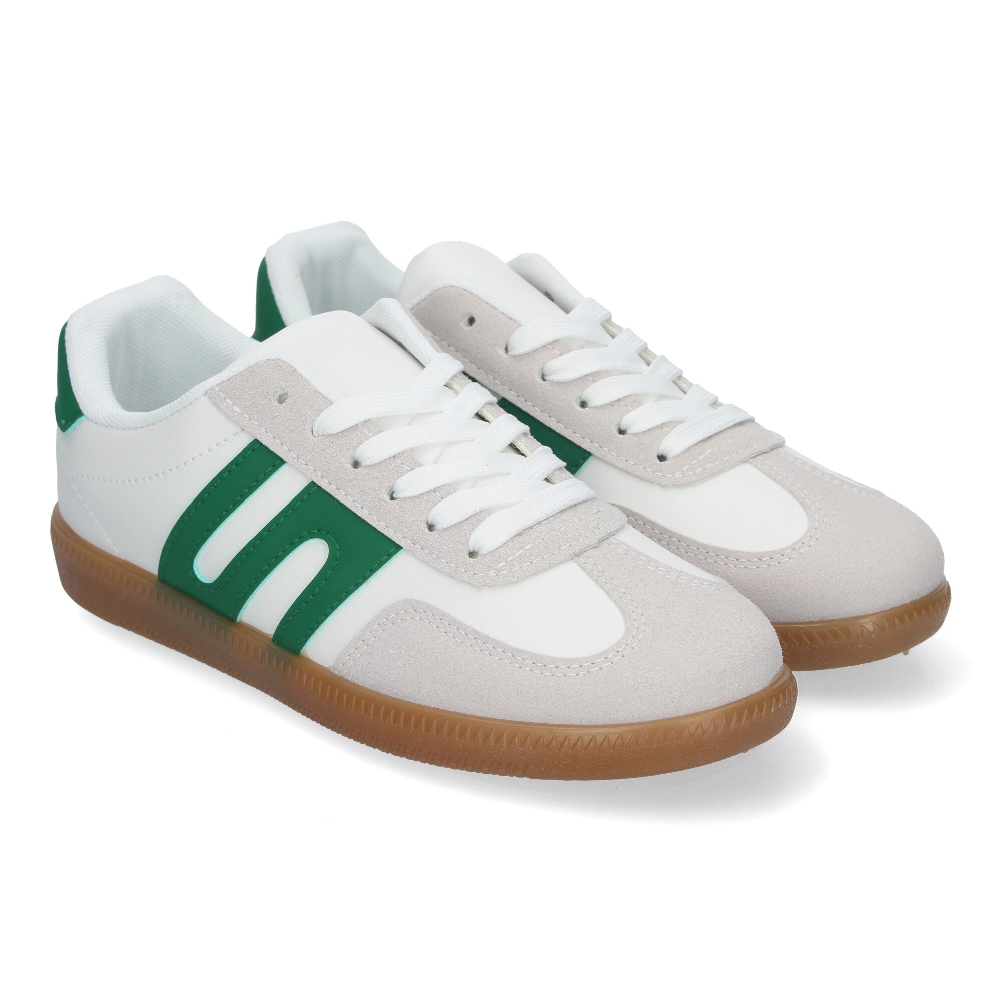 Zapatilla Comoda Blanca y Verde Casual Elegante para Mujer