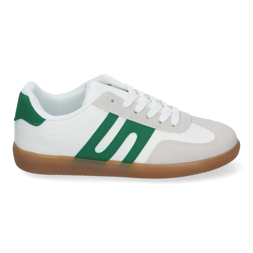 Zapatilla Comoda Blanca y Verde Casual Elegante para Mujer