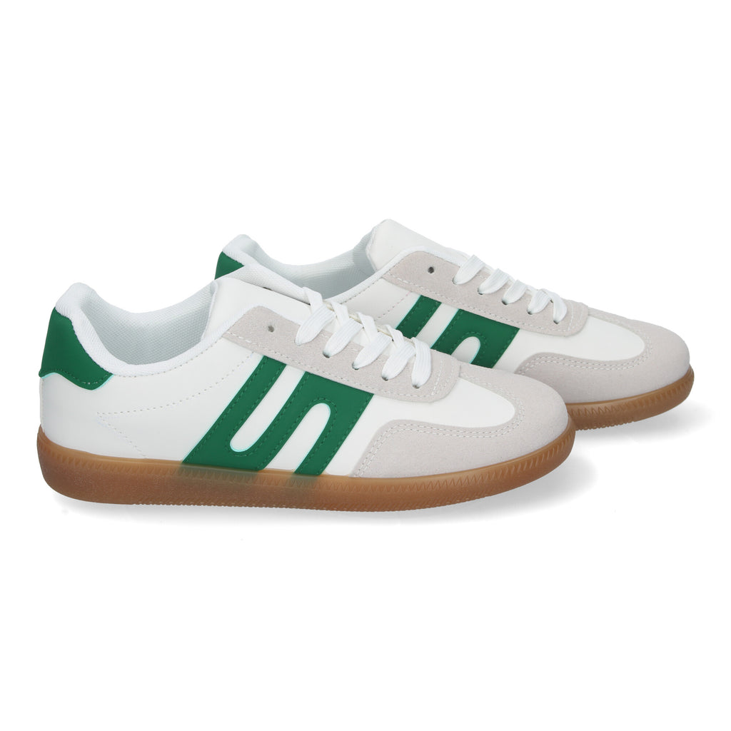 Zapatilla Comoda Blanca y Verde Casual Elegante para Mujer