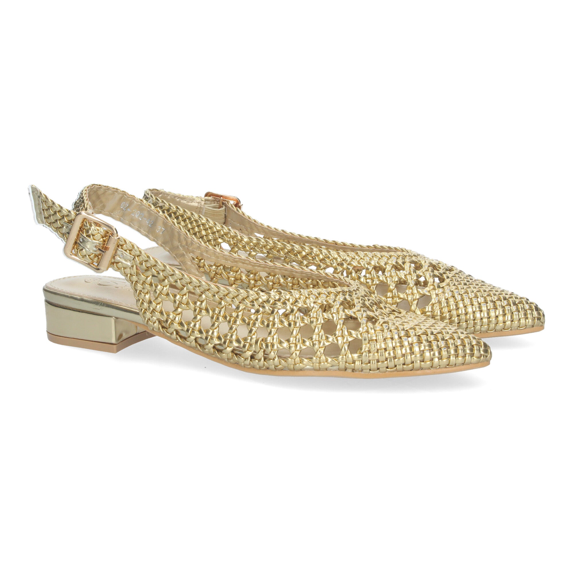 Zapato Dorado De Salon De Tacon Plano de Mujer