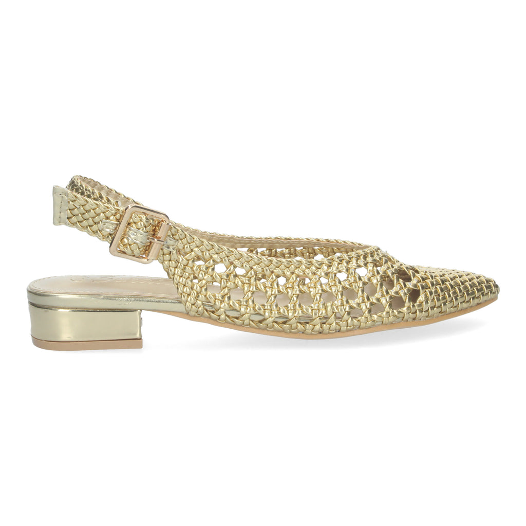 Zapato Dorado De Salon De Tacon Plano de Mujer