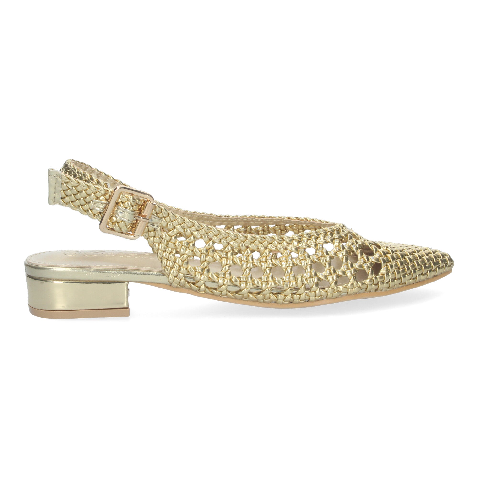 Zapato Dorado De Salon De Tacon Plano de Mujer