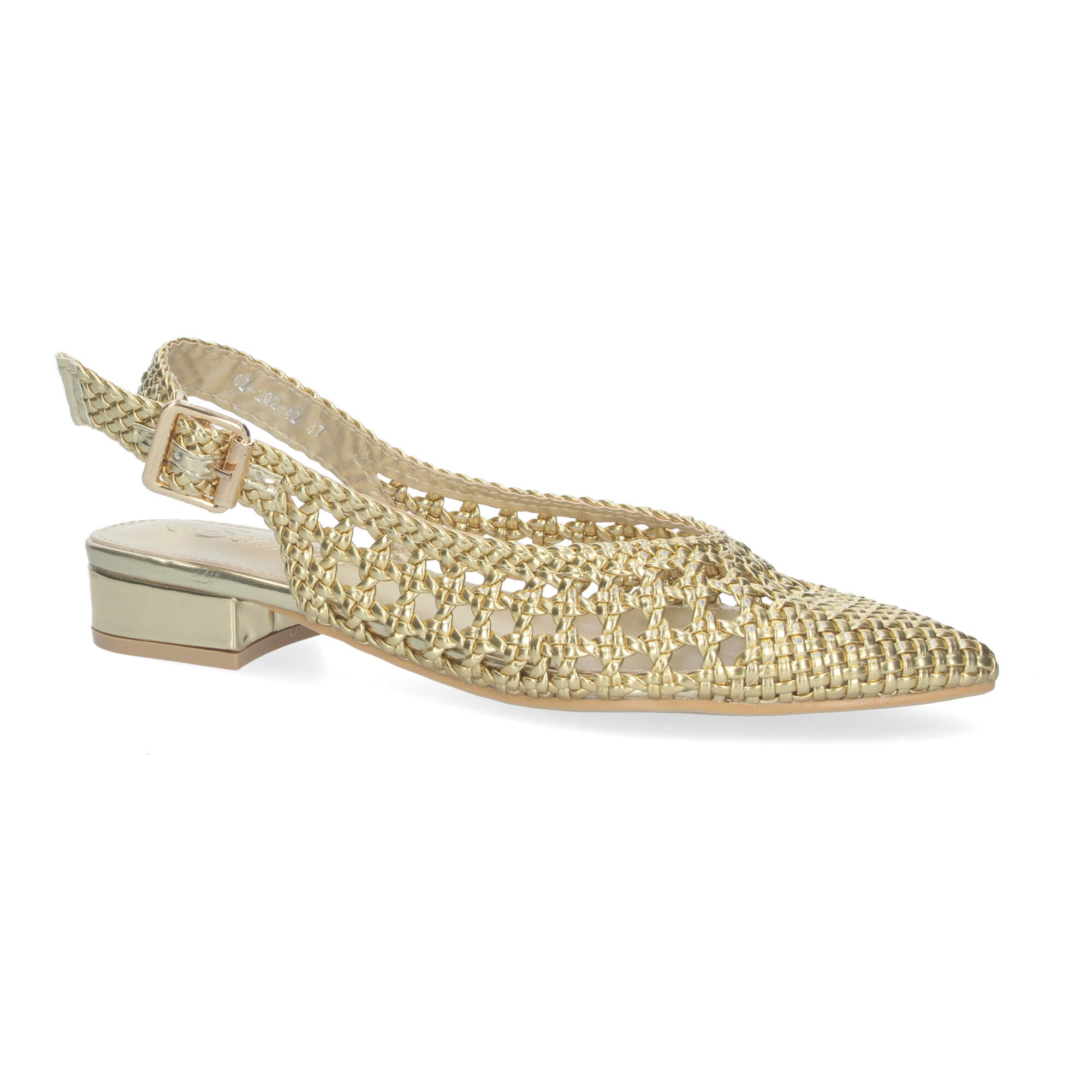 Zapato Dorado De Salon De Tacon Plano de Mujer