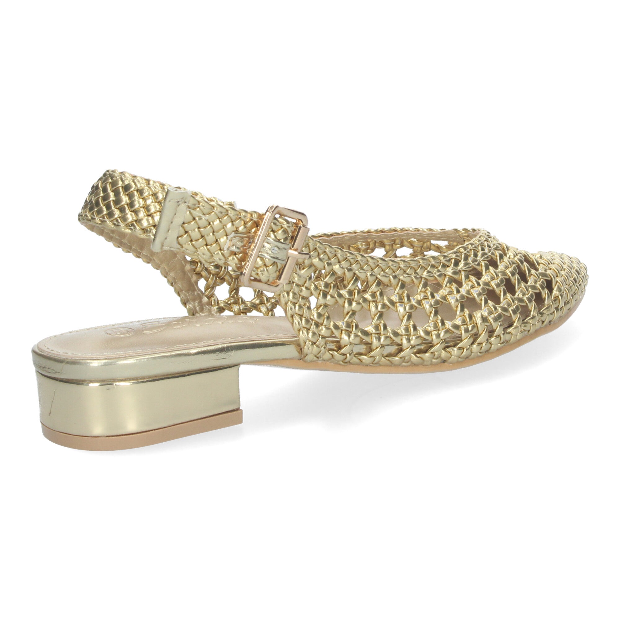 Zapato Dorado De Salon De Tacon Plano de Mujer