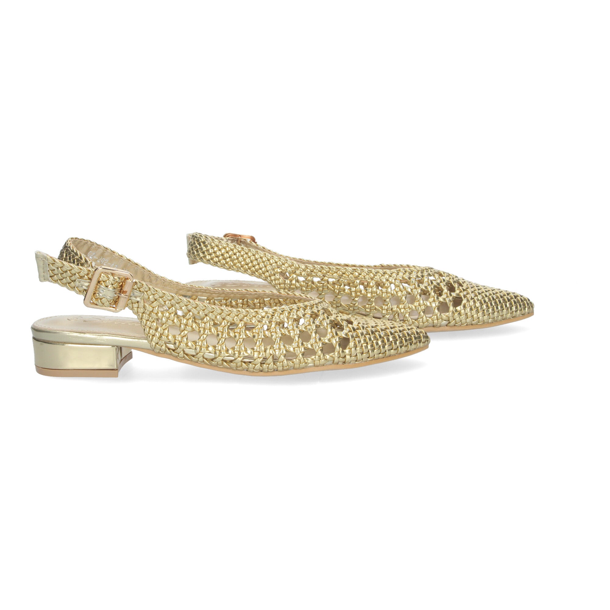 Zapato Dorado De Salon De Tacon Plano de Mujer
