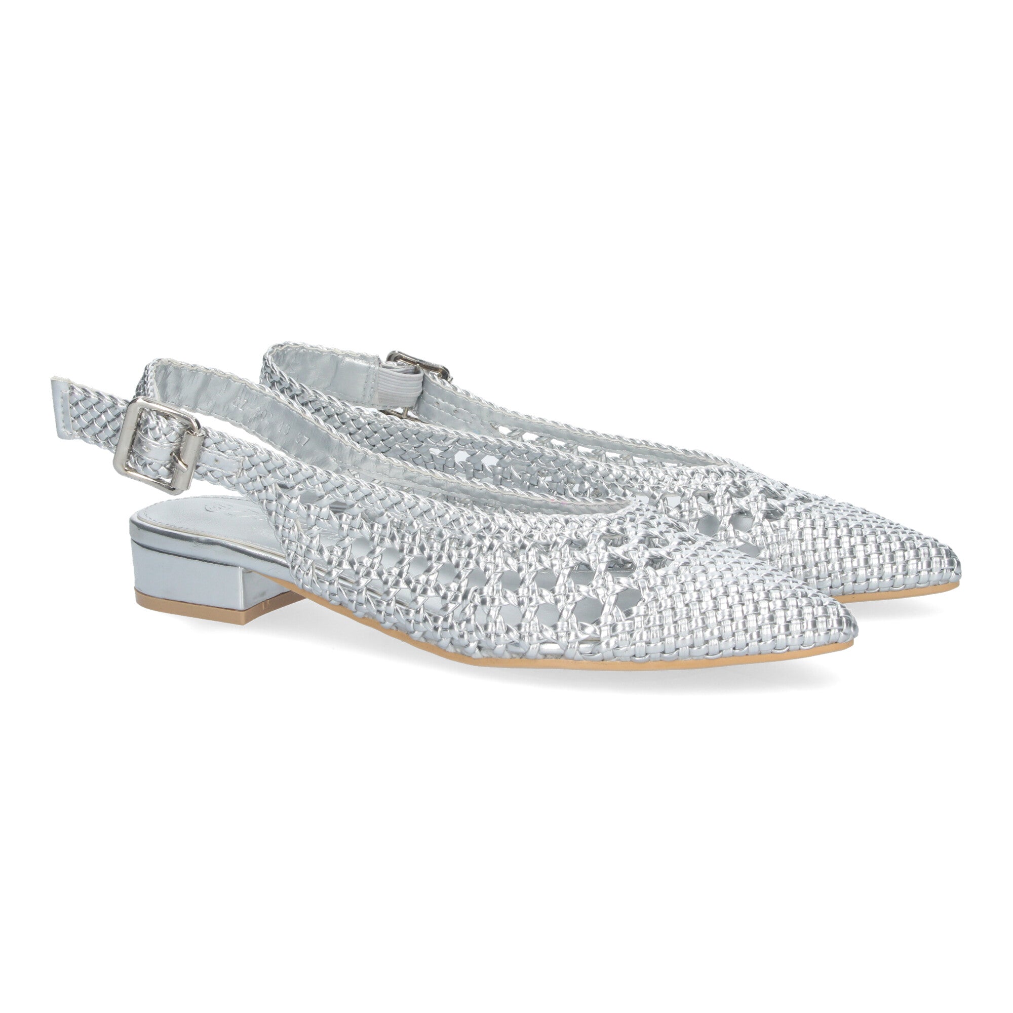 Zapato Plateado De Salon De Tacon Plano de Mujer