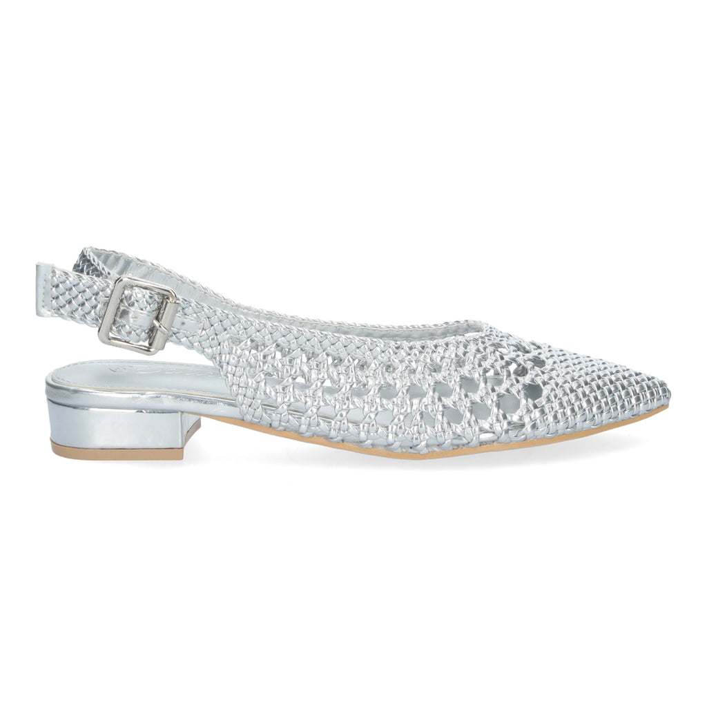 Zapato Plateado De Salon De Tacon Plano de Mujer