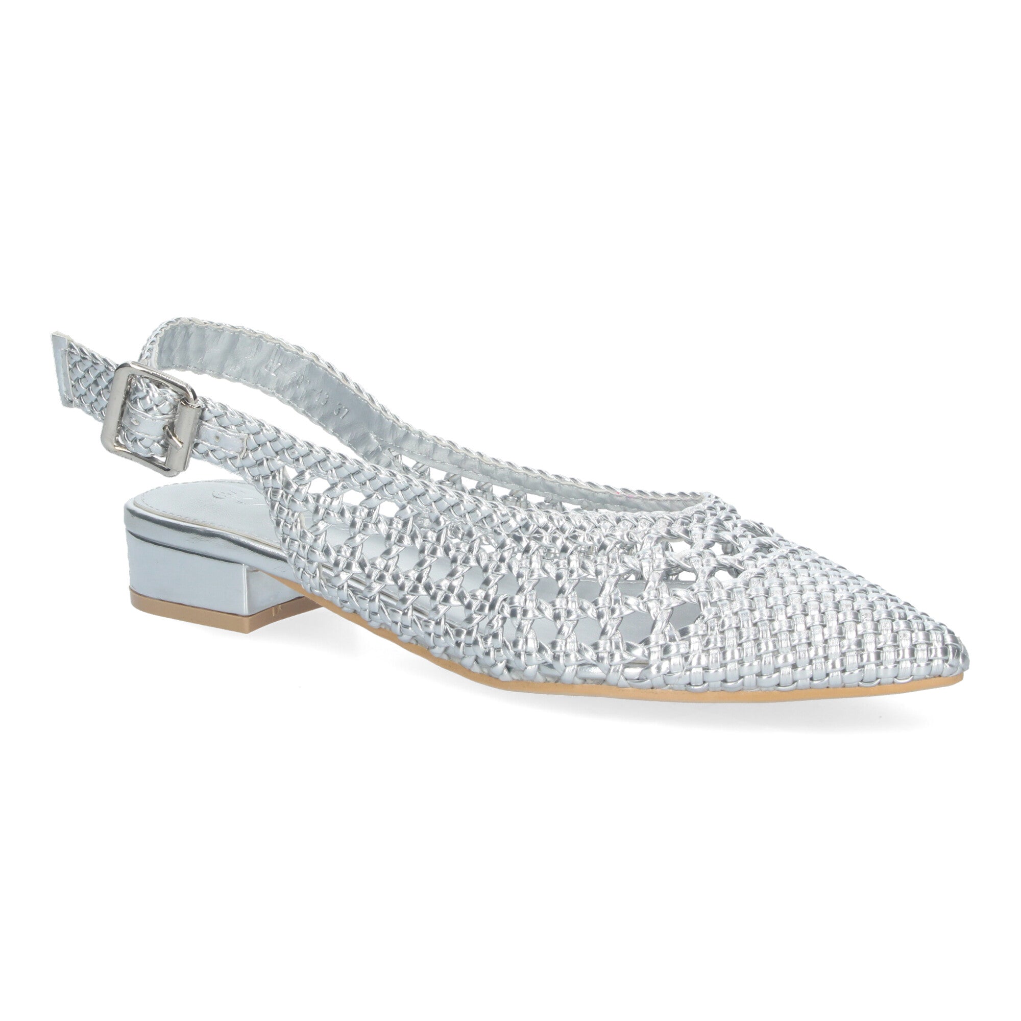 Zapato Plateado De Salon De Tacon Plano de Mujer
