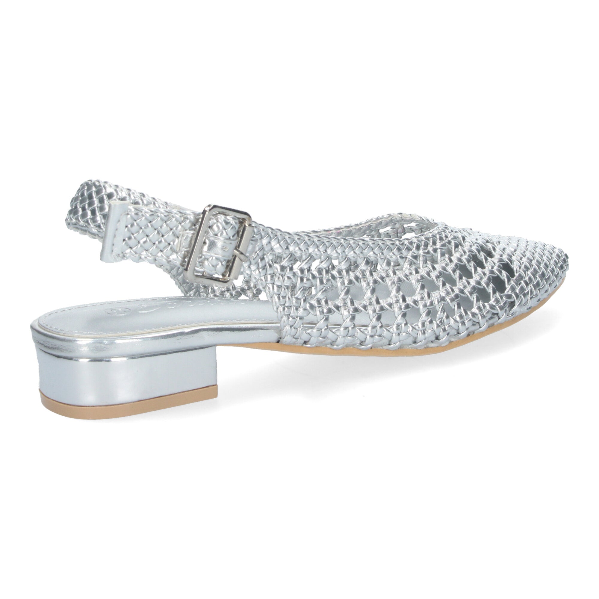 Zapato Plateado De Salon De Tacon Plano de Mujer