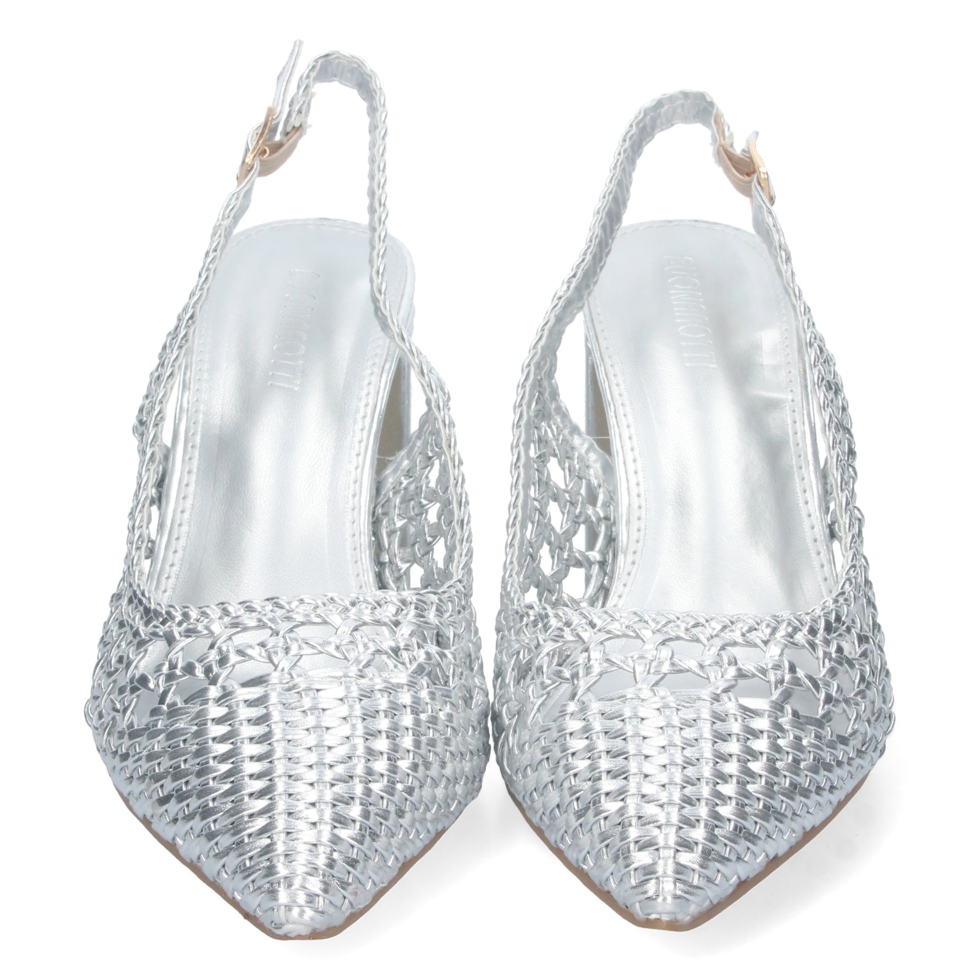 Zapato Plateado De Salon  de Tacon Alto y Ancho para Mujer