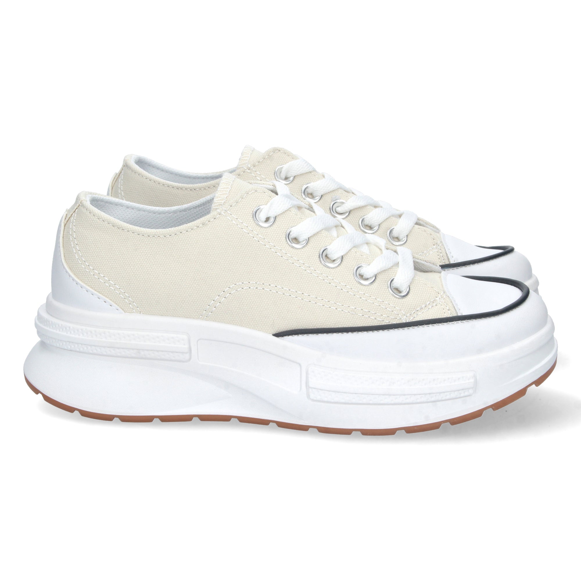 Zapatilla Bamba Plana Comoda Beige para Mujer
