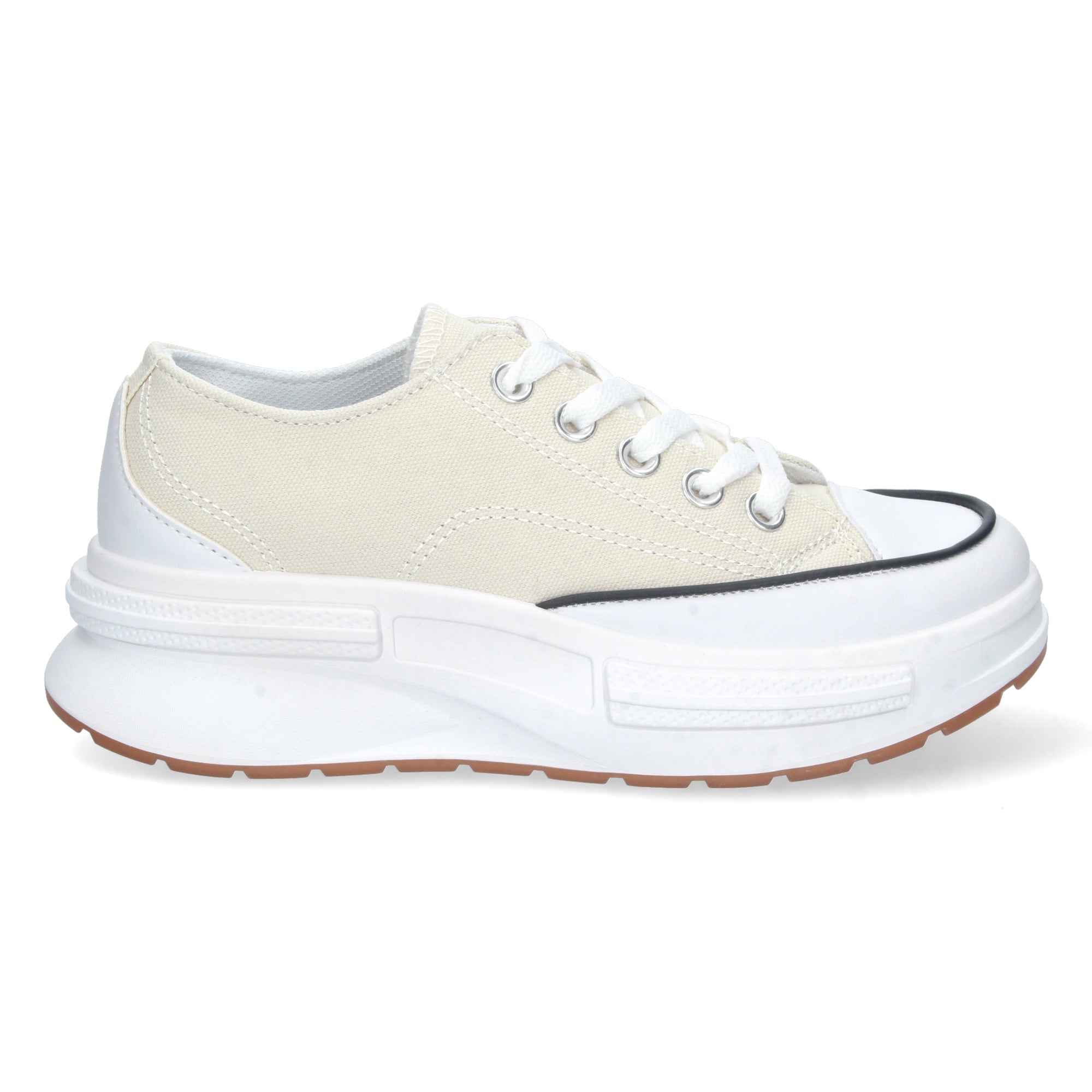Zapatilla Bamba Plana Comoda Beige para Mujer