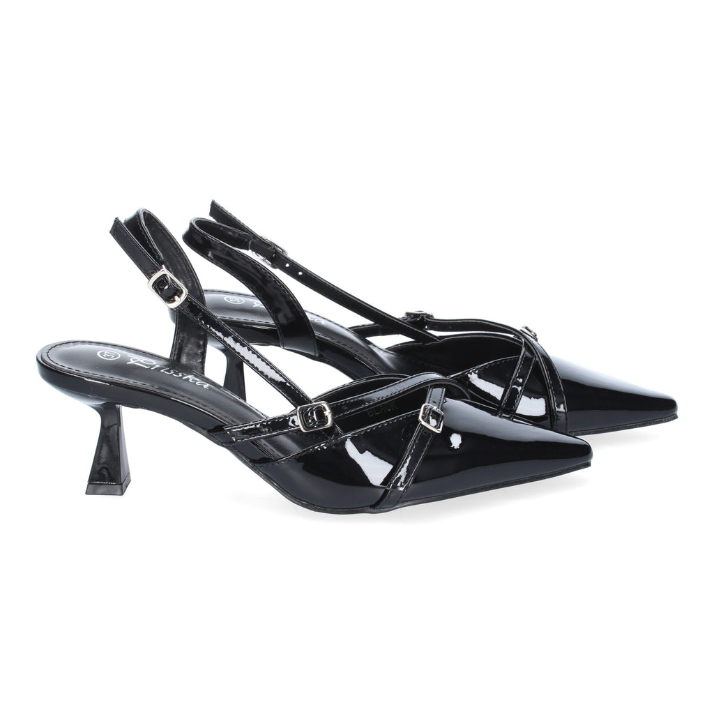 Zapato Elegante Negro De Salon  de Tacon Bajo  para Mujer