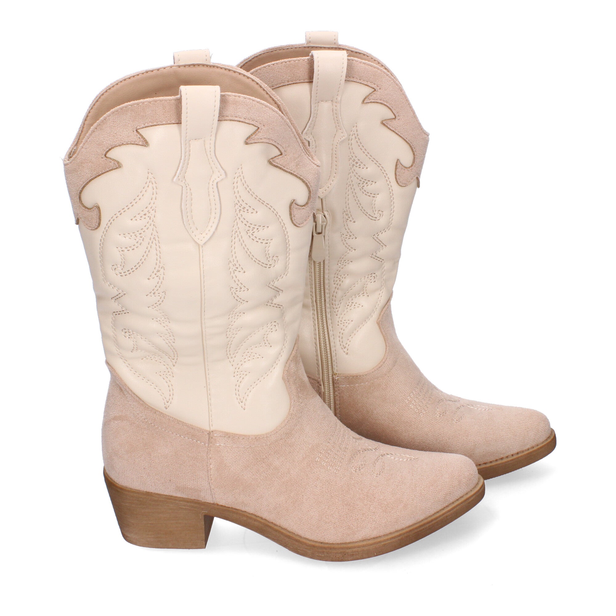 Botas Cowboy para Mujer con Bordados en la Caña y Cremallera Lateral