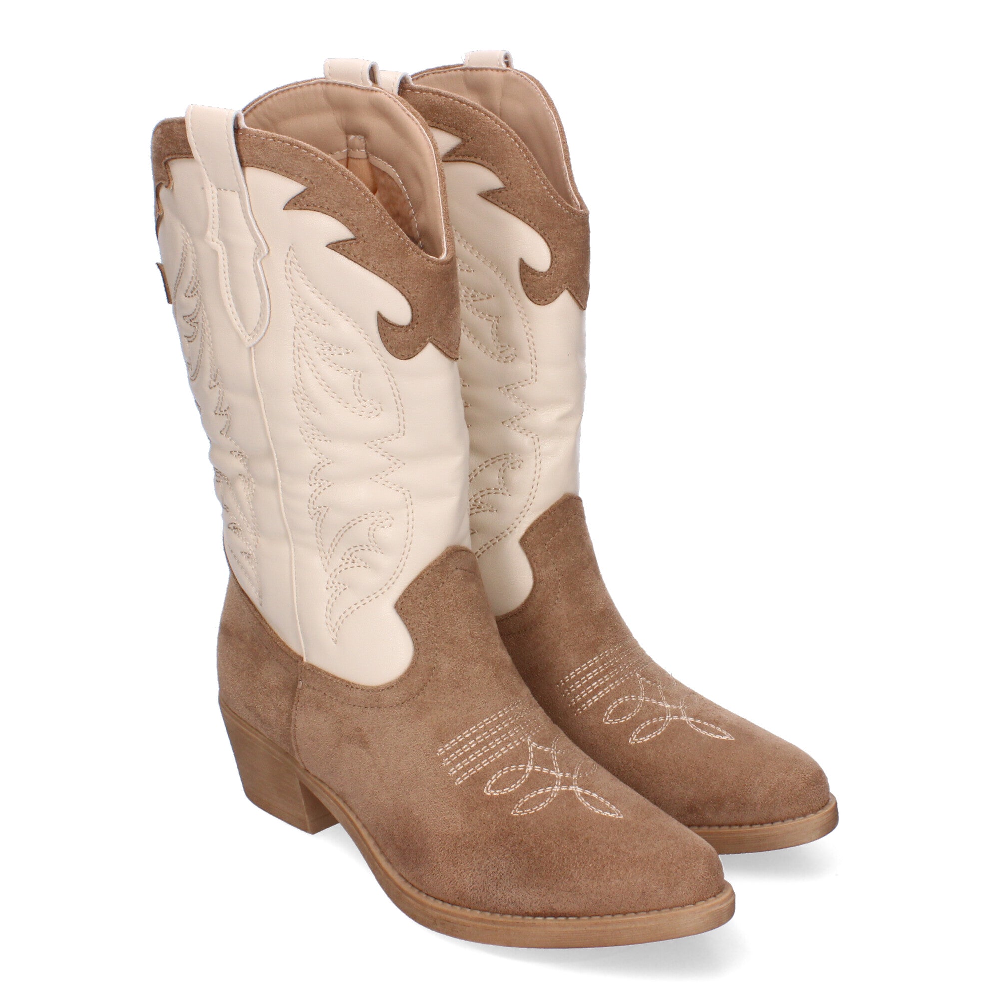 Botas Cowboy para Mujer con Bordados en la Caña y Cremallera Lateral