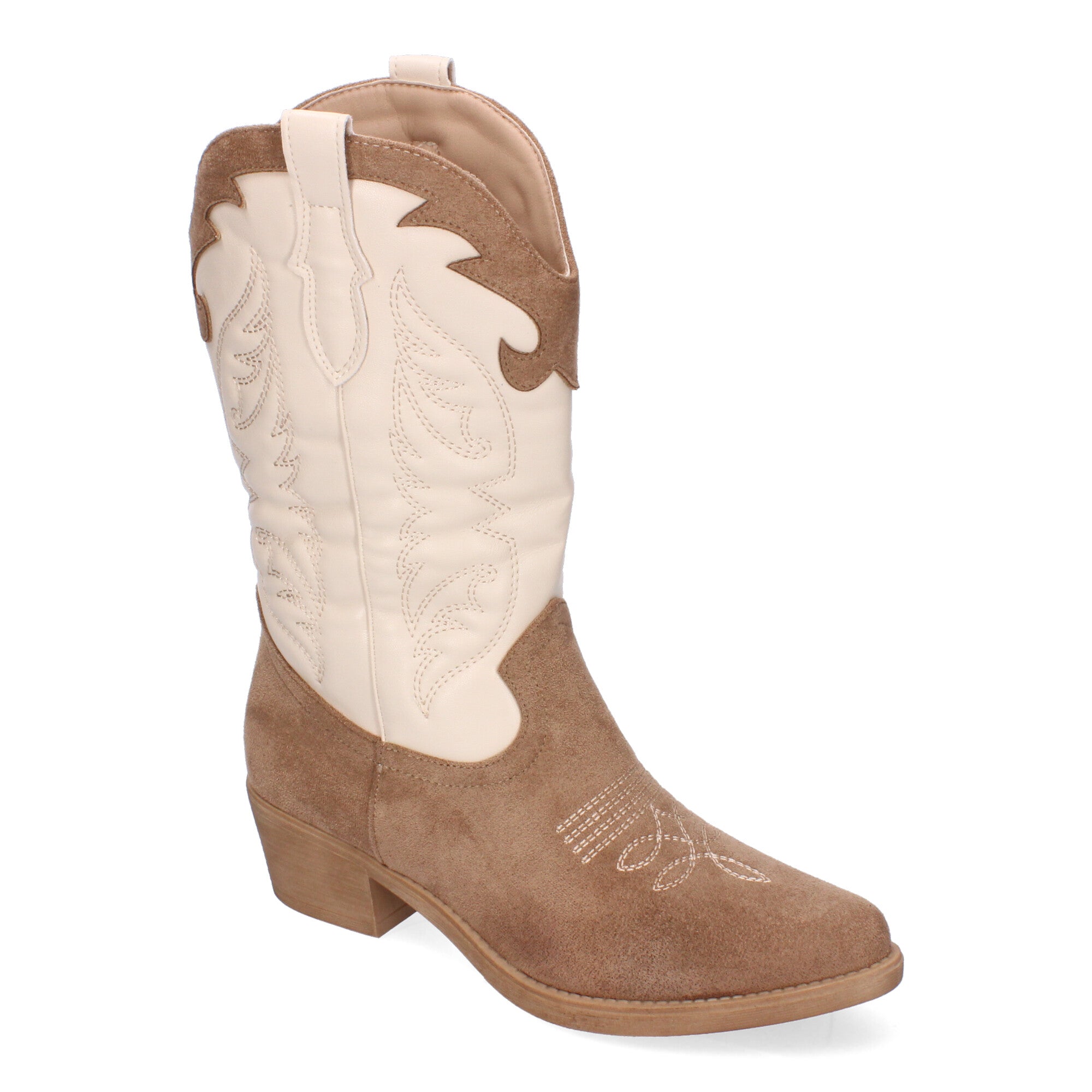 Botas Cowboy para Mujer con Bordados en la Caña y Cremallera Lateral