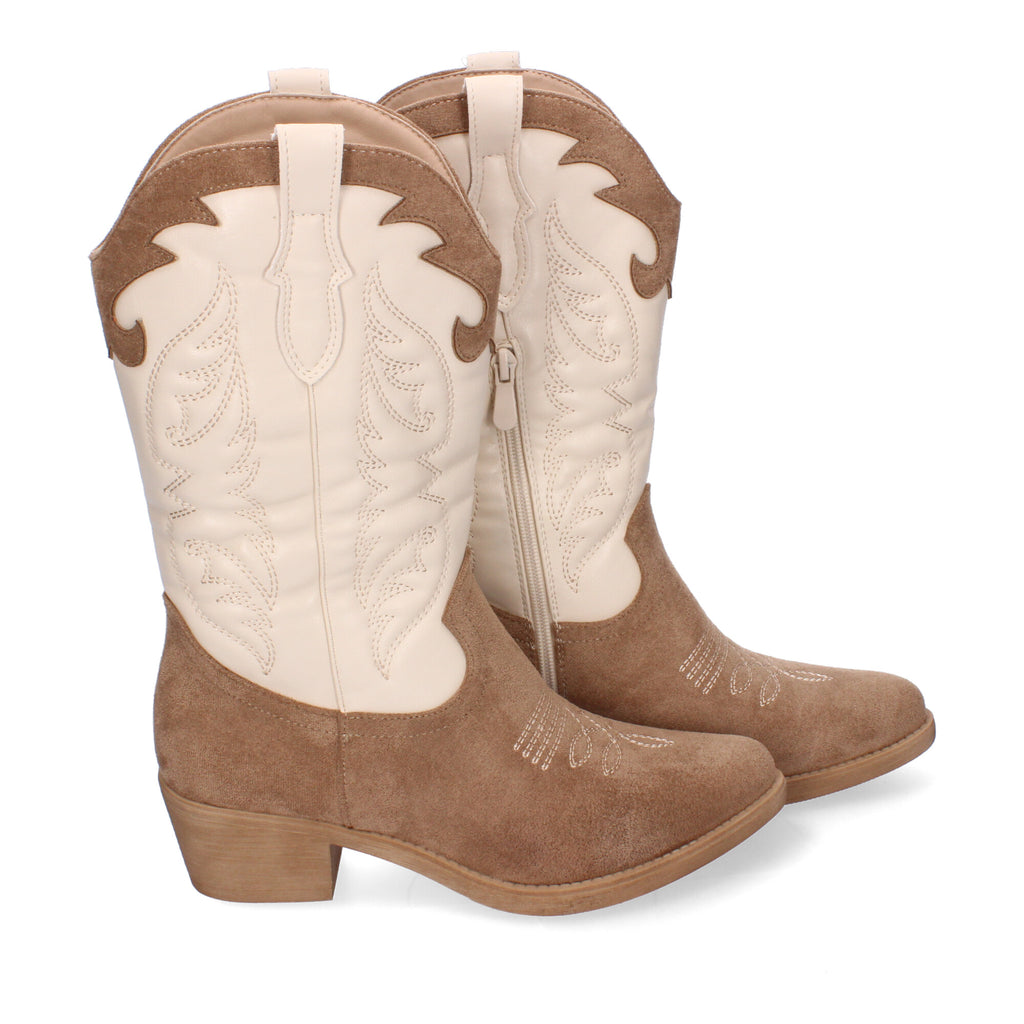 Botas Cowboy para Mujer con Bordados en la Caña y Cremallera Lateral