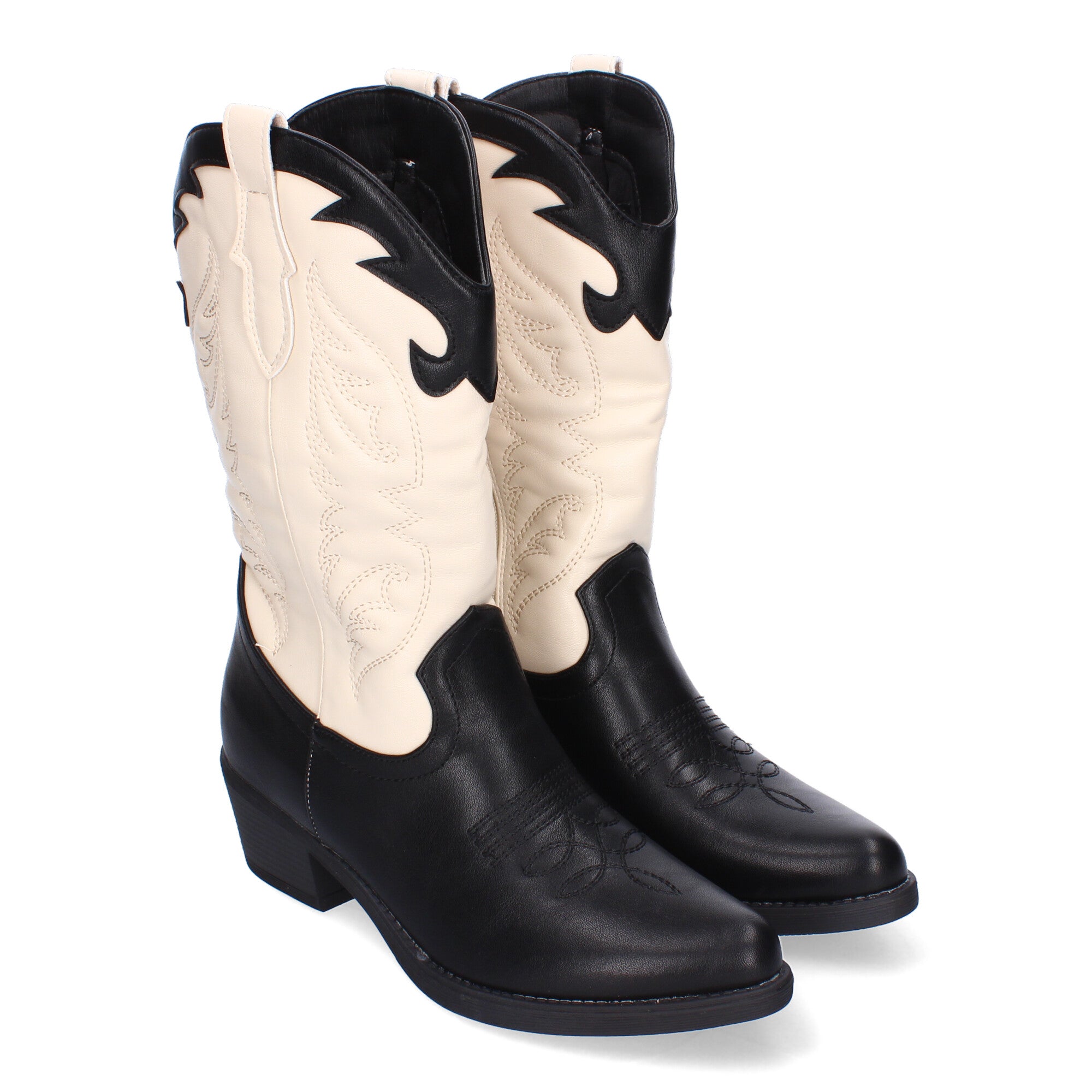 Botas Cowboy para Mujer con Bordados en la Caña y Cremallera Lateral