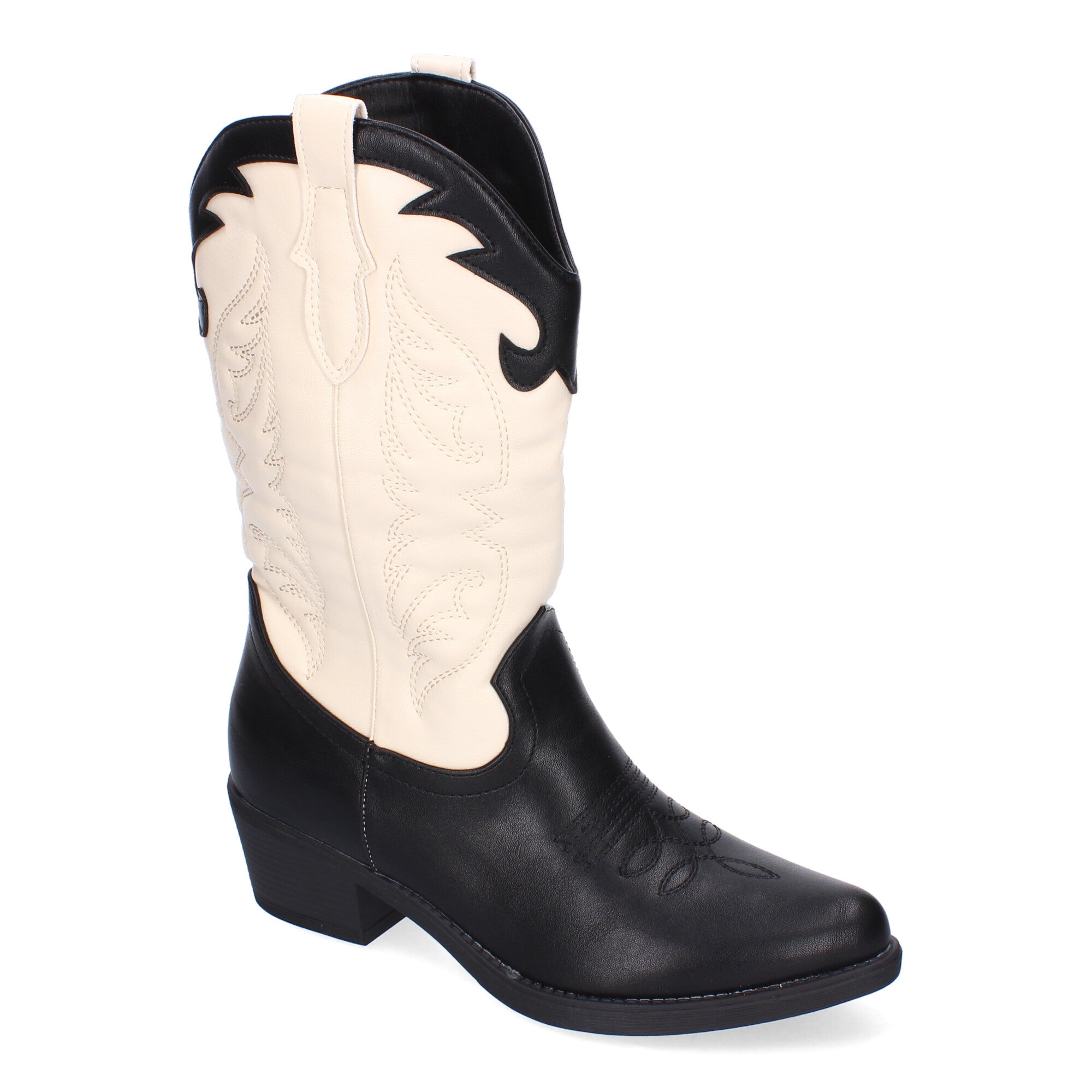 Botas Cowboy para Mujer con Bordados en la Caña y Cremallera Lateral
