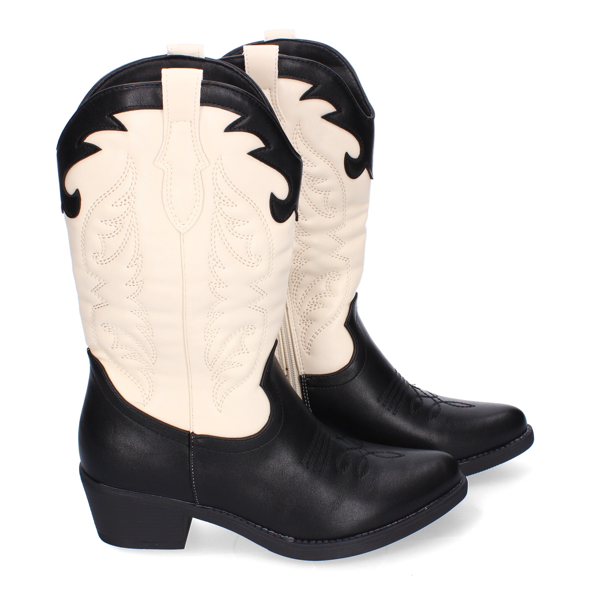 Botas Cowboy para Mujer con Bordados en la Caña y Cremallera Lateral