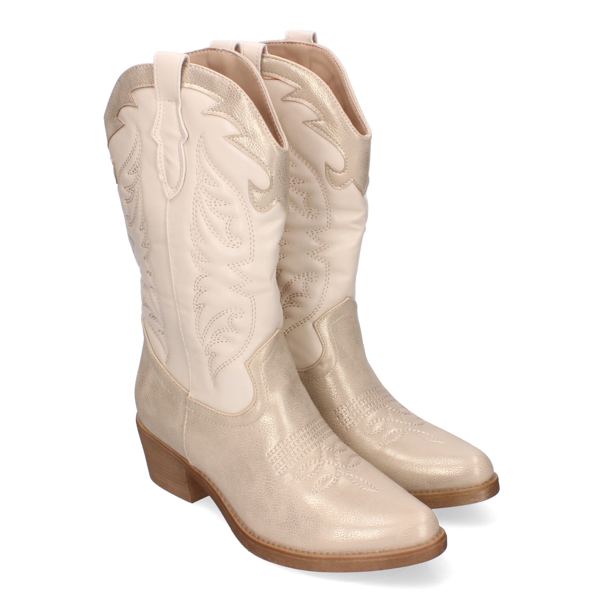 Botas Cowboy para Mujer con Bordados en la Caña y Cremallera Lateral