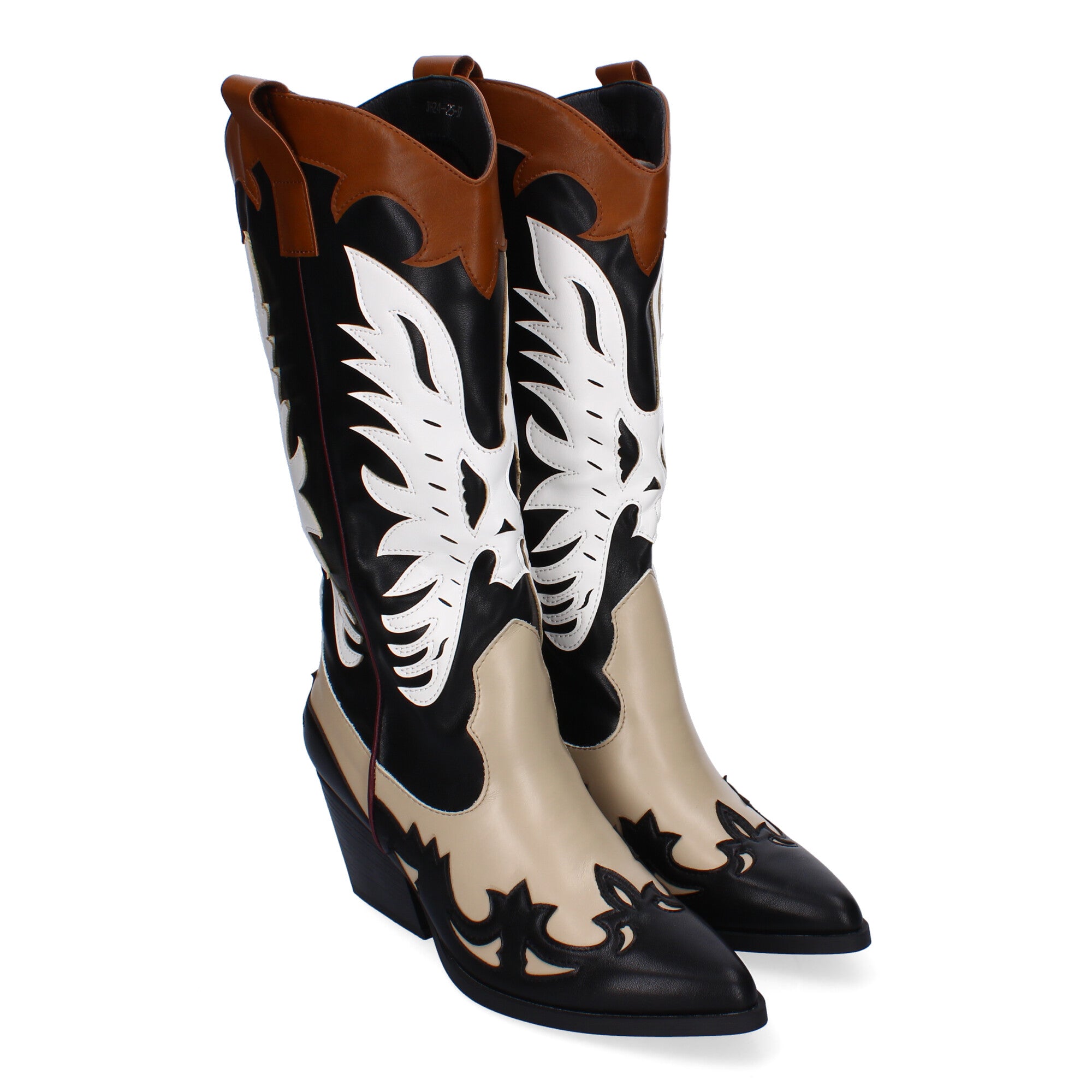 Botas Cowboy de Tacón para Mujer con Puntera Fina y Grabados