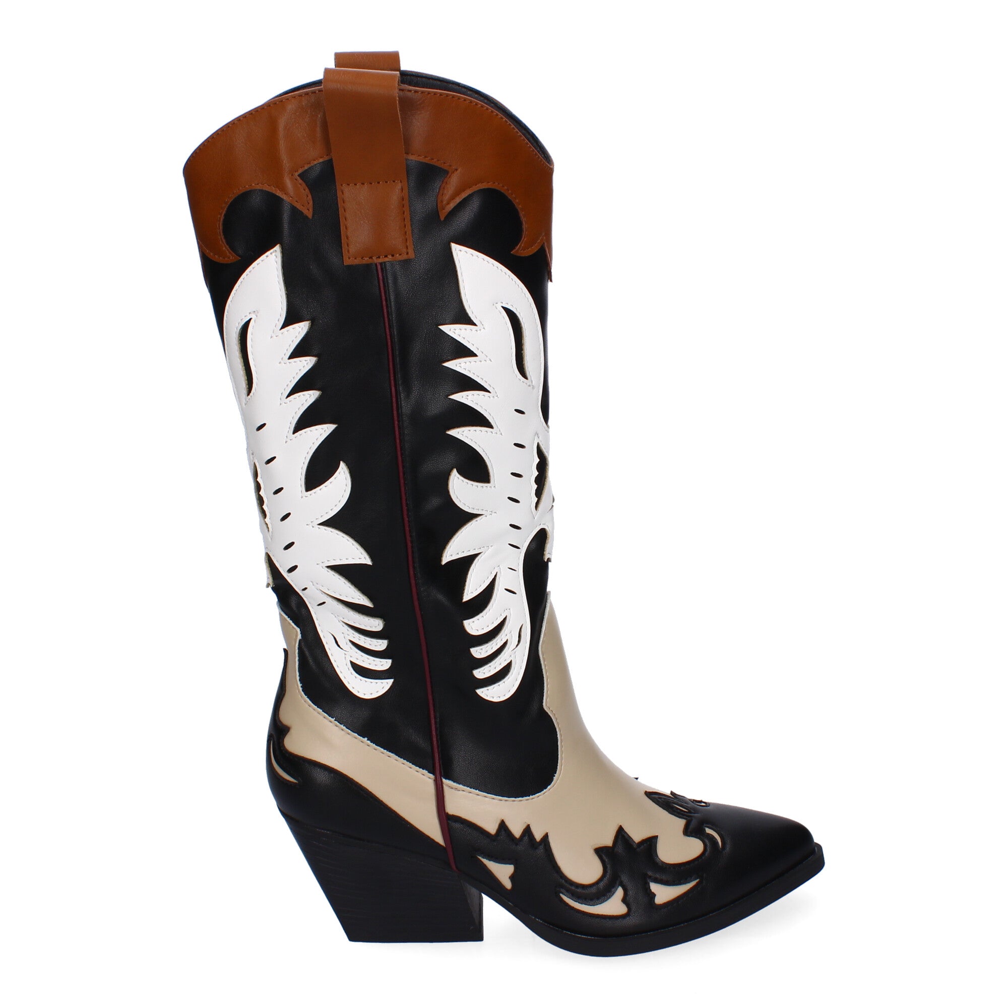 Botas Cowboy de Tacón para Mujer con Puntera Fina y Grabados