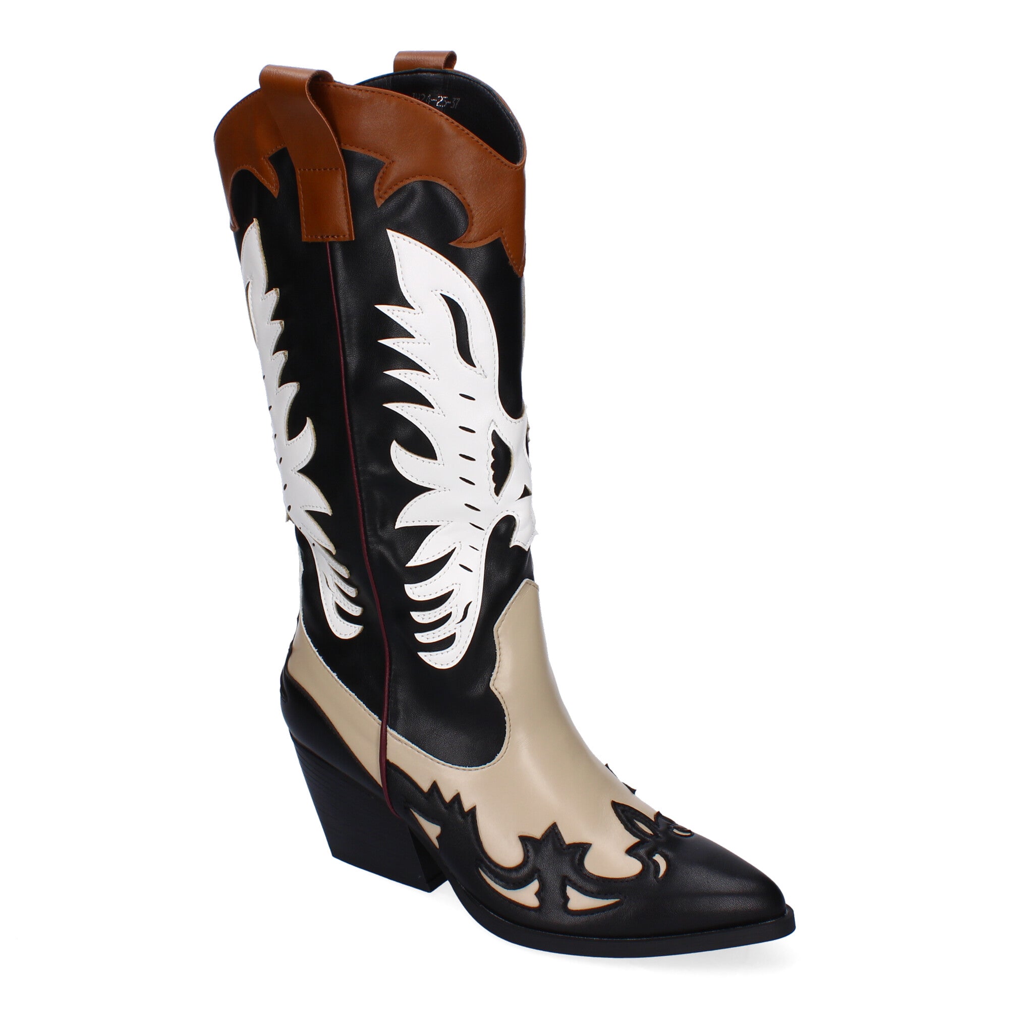 Botas Cowboy de Tacón para Mujer con Puntera Fina y Grabados
