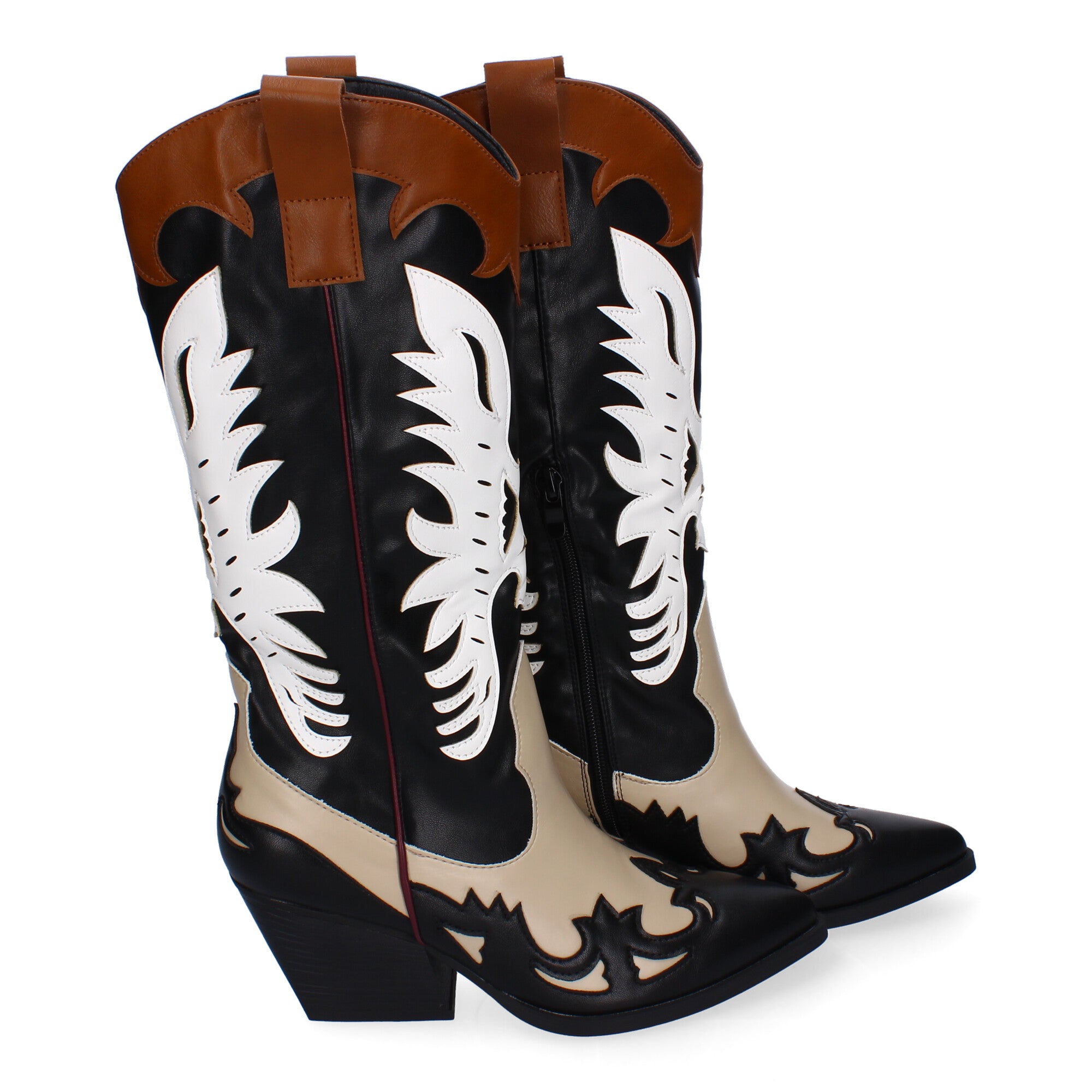 Botas Cowboy de Tacón para Mujer con Puntera Fina y Grabados