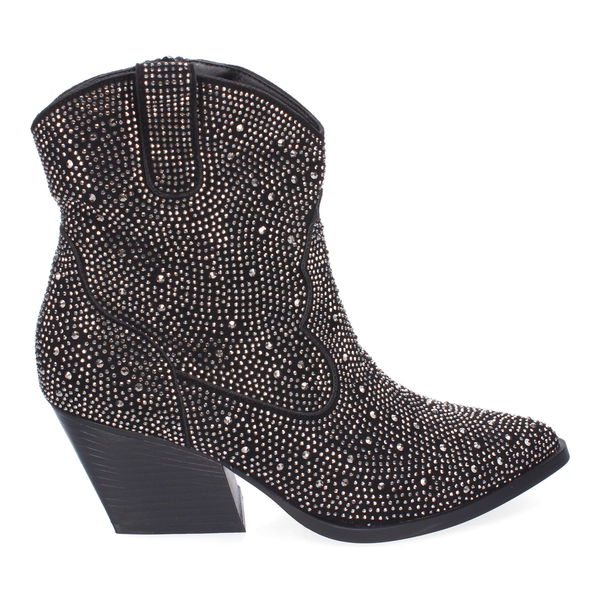 Botines de Tacón Cubano para Mujer Adornos Brillantes