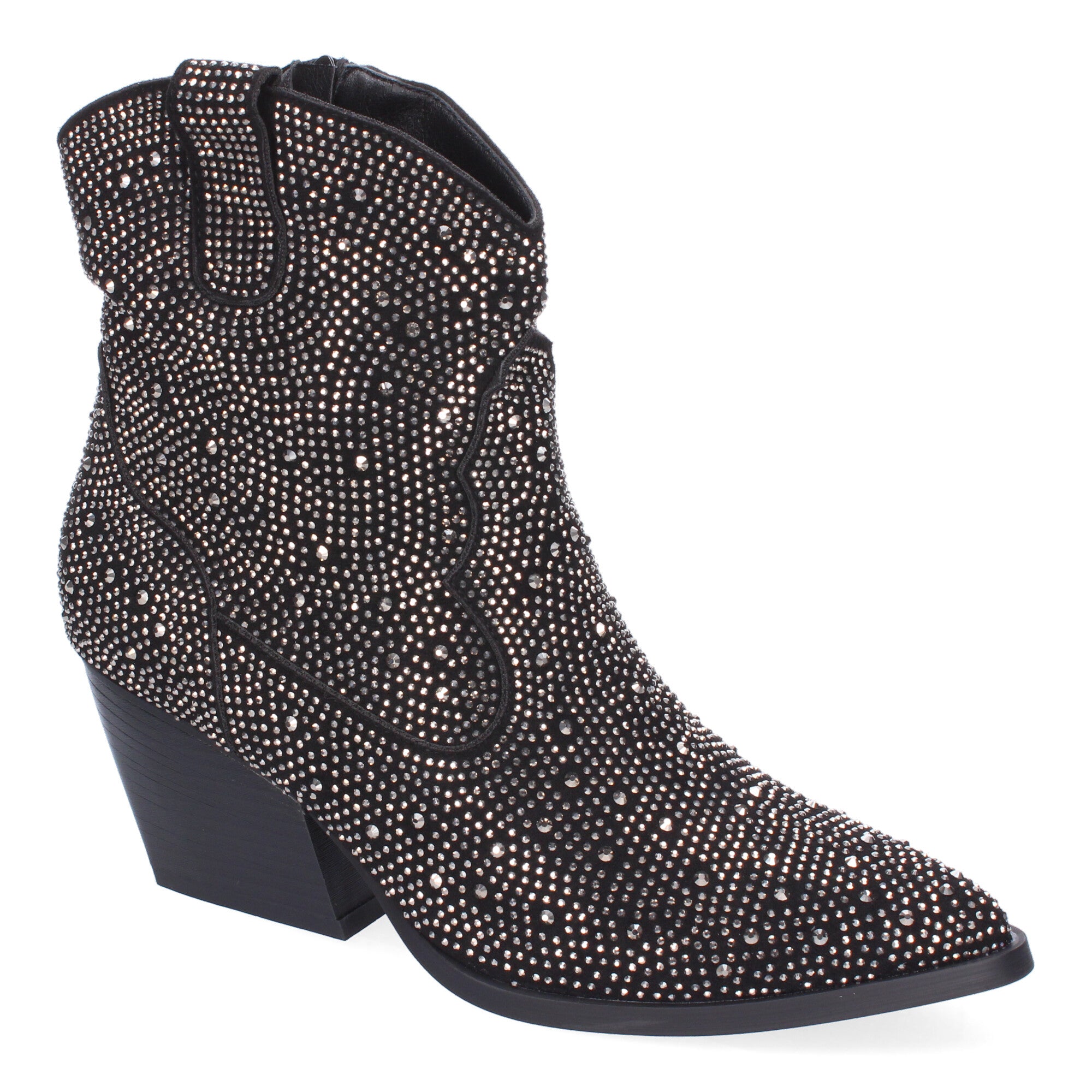 Botines de Tacón Cubano para Mujer Adornos Brillantes