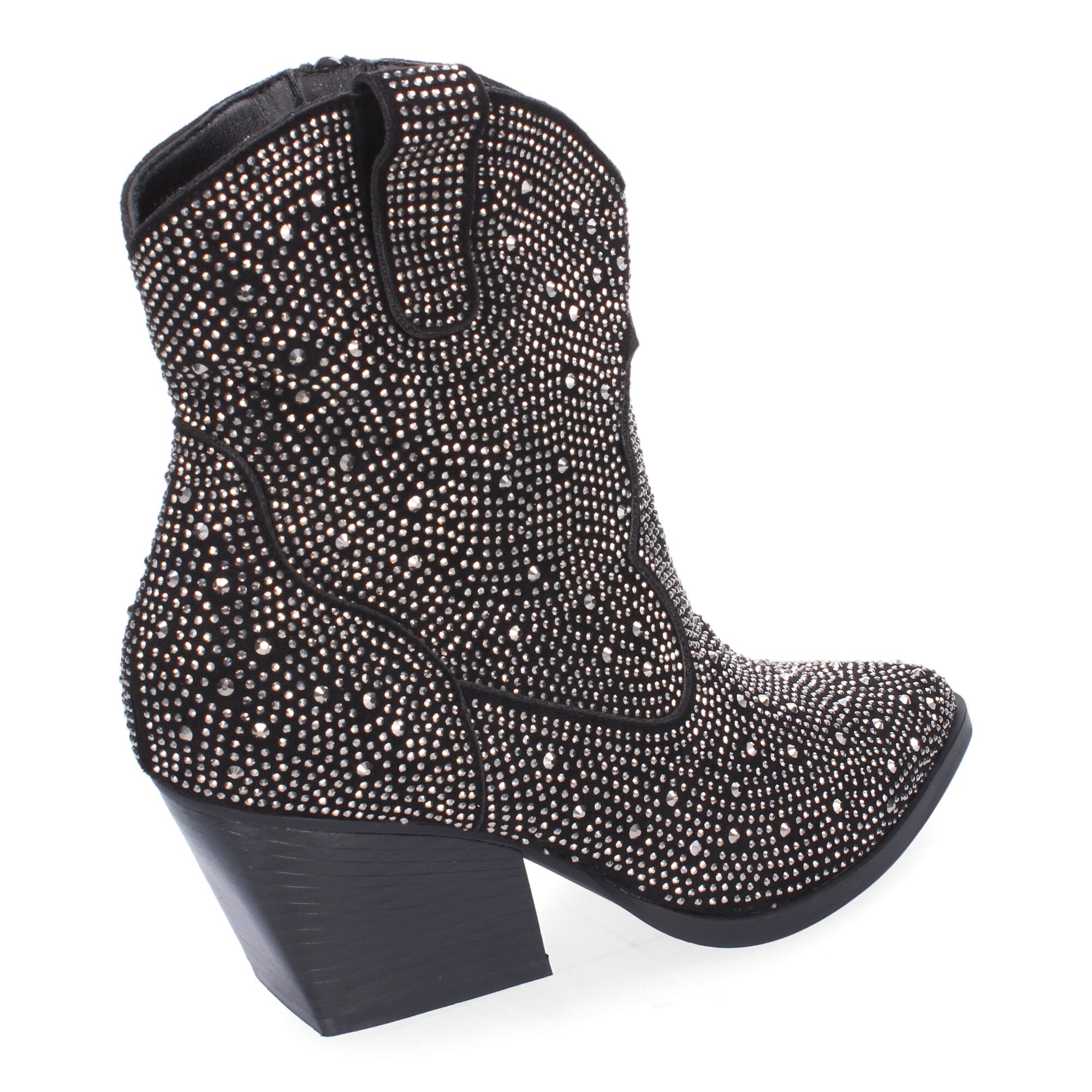 Botines de Tacón Cubano para Mujer Adornos Brillantes