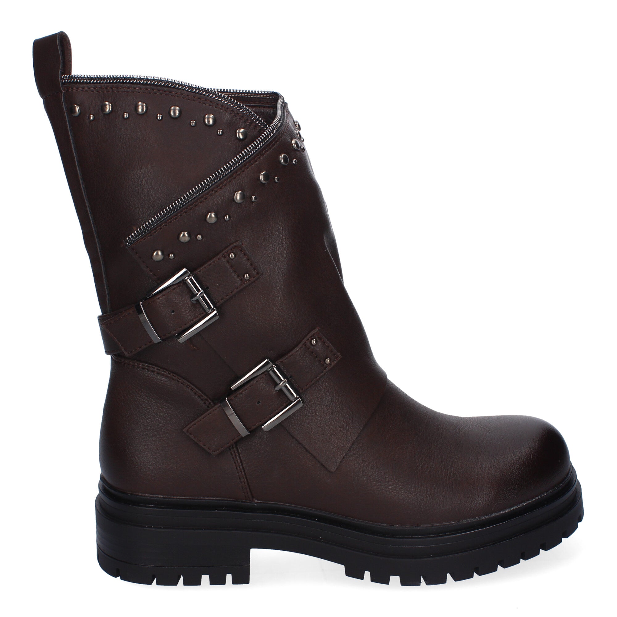 Botas de Mujer Estilo Motero con Tachuelas y Suela Dentada