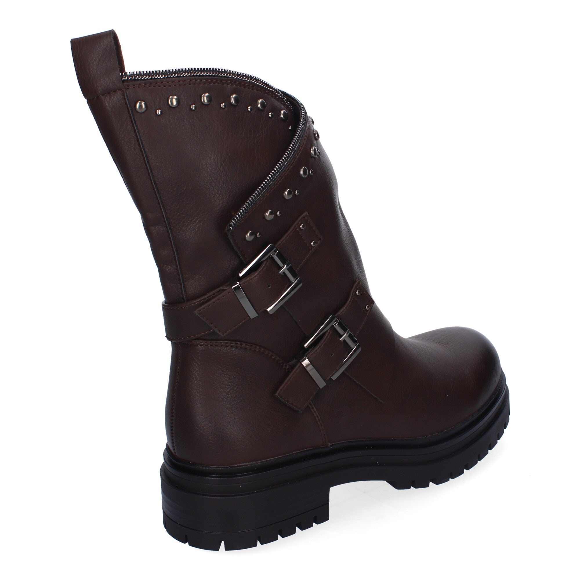 Botas de Mujer Estilo Motero con Tachuelas y Suela Dentada