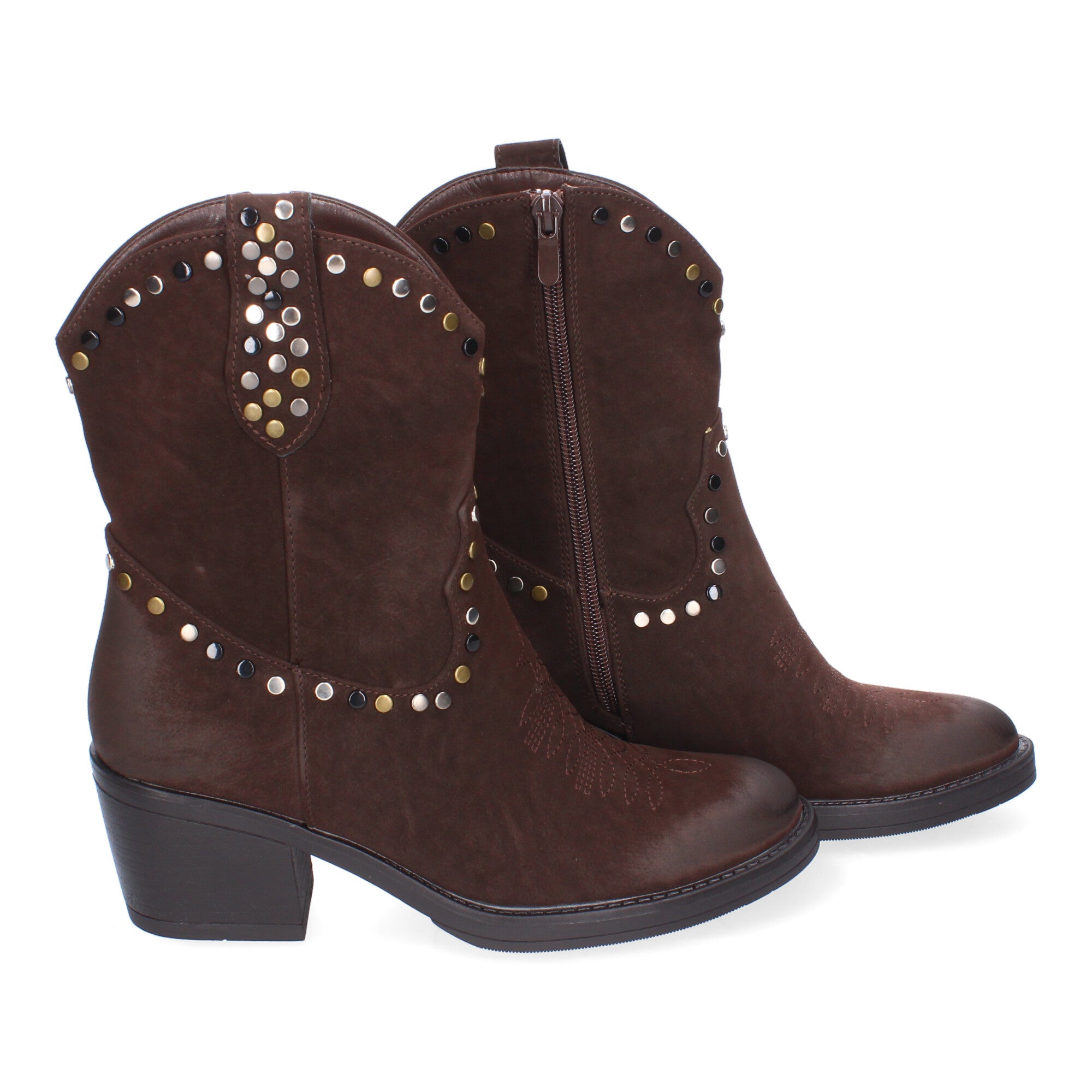 Botines Camperos Con Tachuelas Para Mujer
