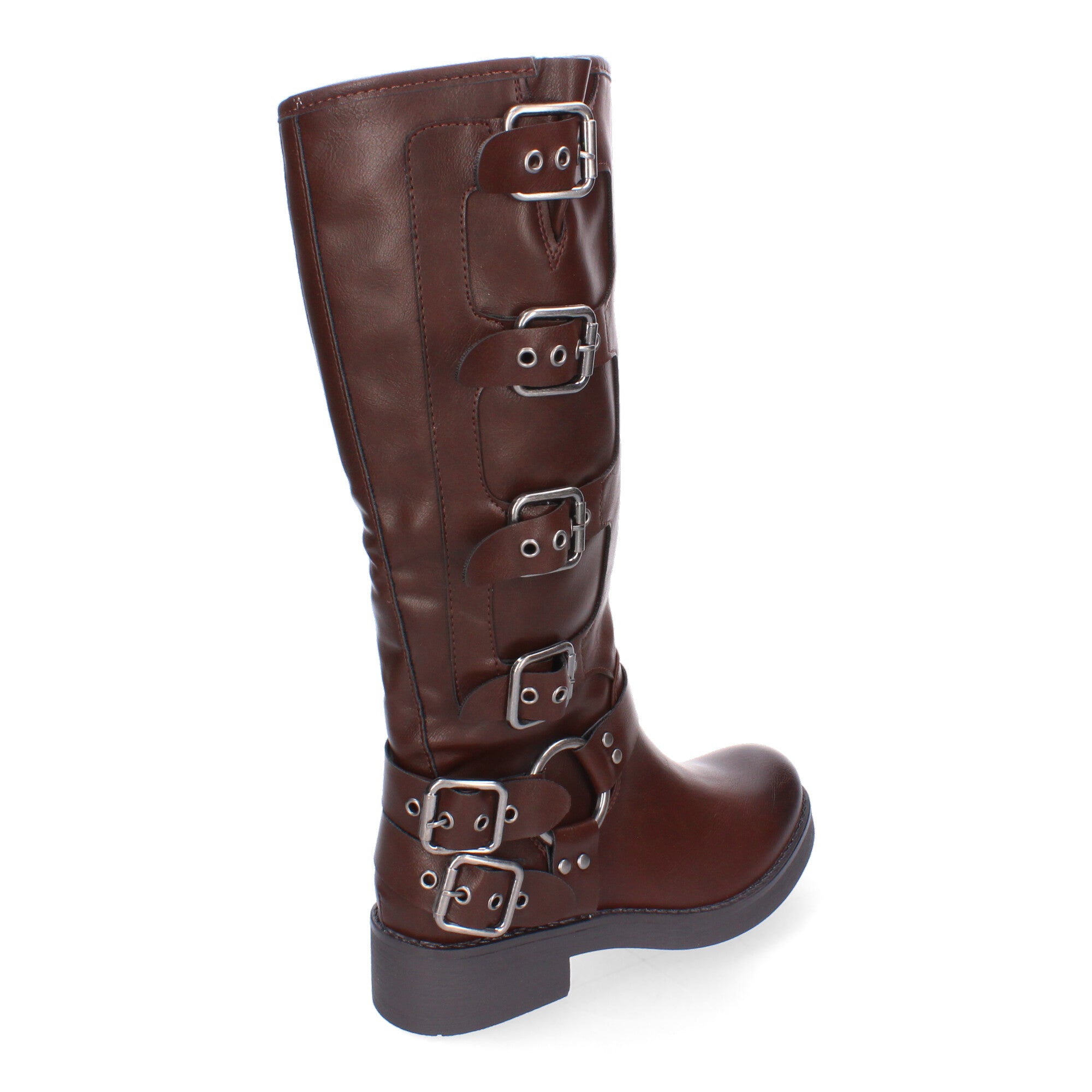 Botas de Mujer con Múltiples Hebillas y Punta Redonda