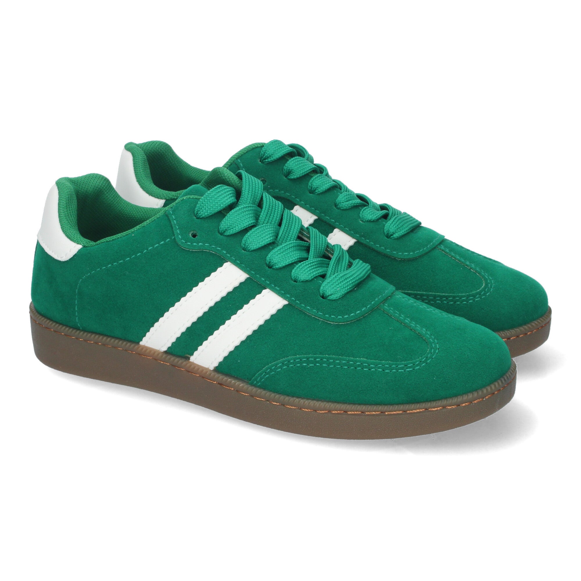 Zapatillas Deportivas Planas Verdes y Blancas Para Mujer