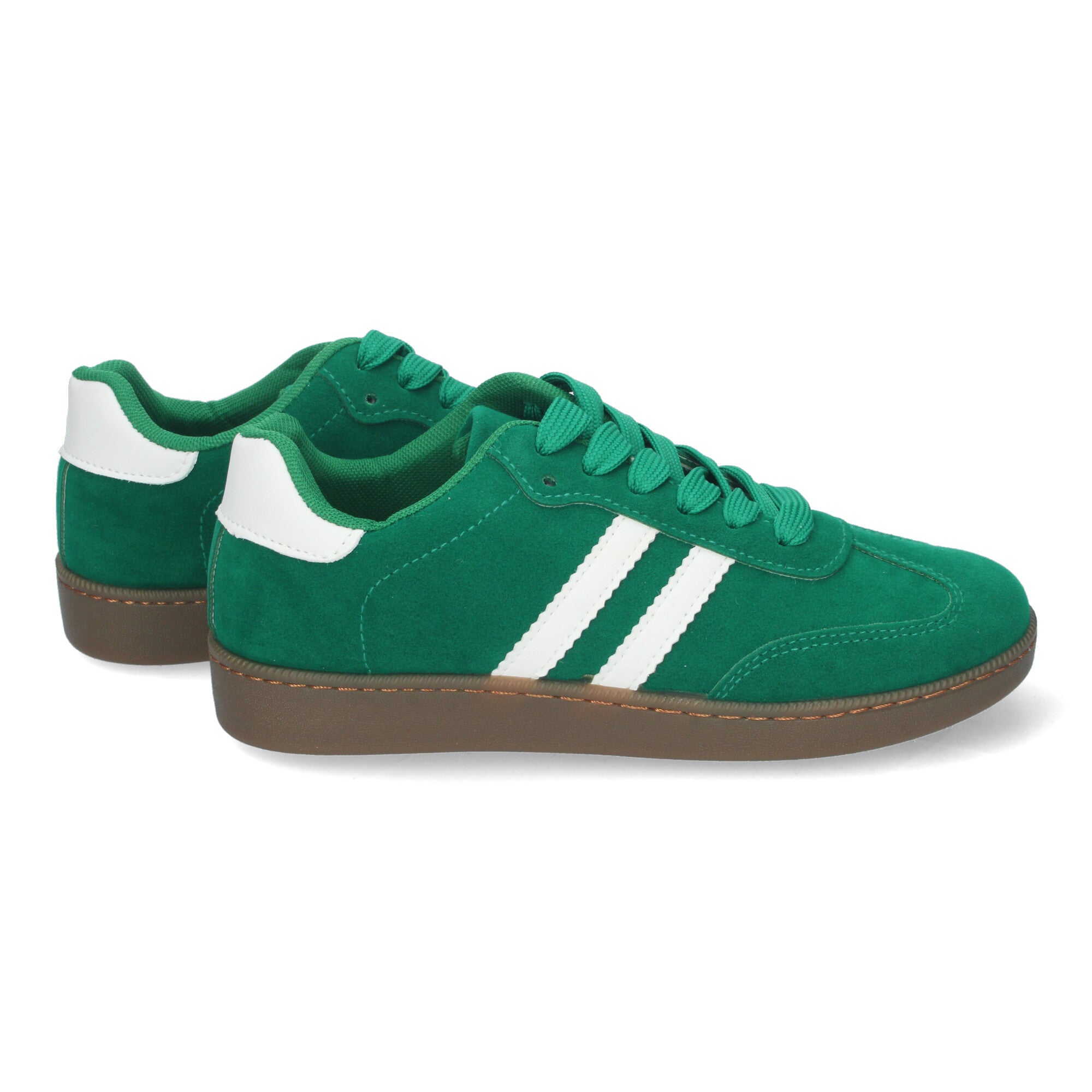 Zapatillas Deportivas Planas Verdes y Blancas Para Mujer