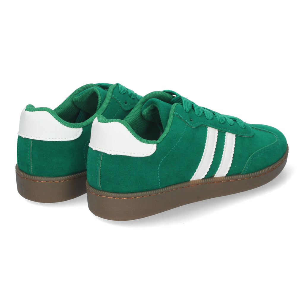Zapatillas Deportivas Planas Verdes y Blancas Para Mujer